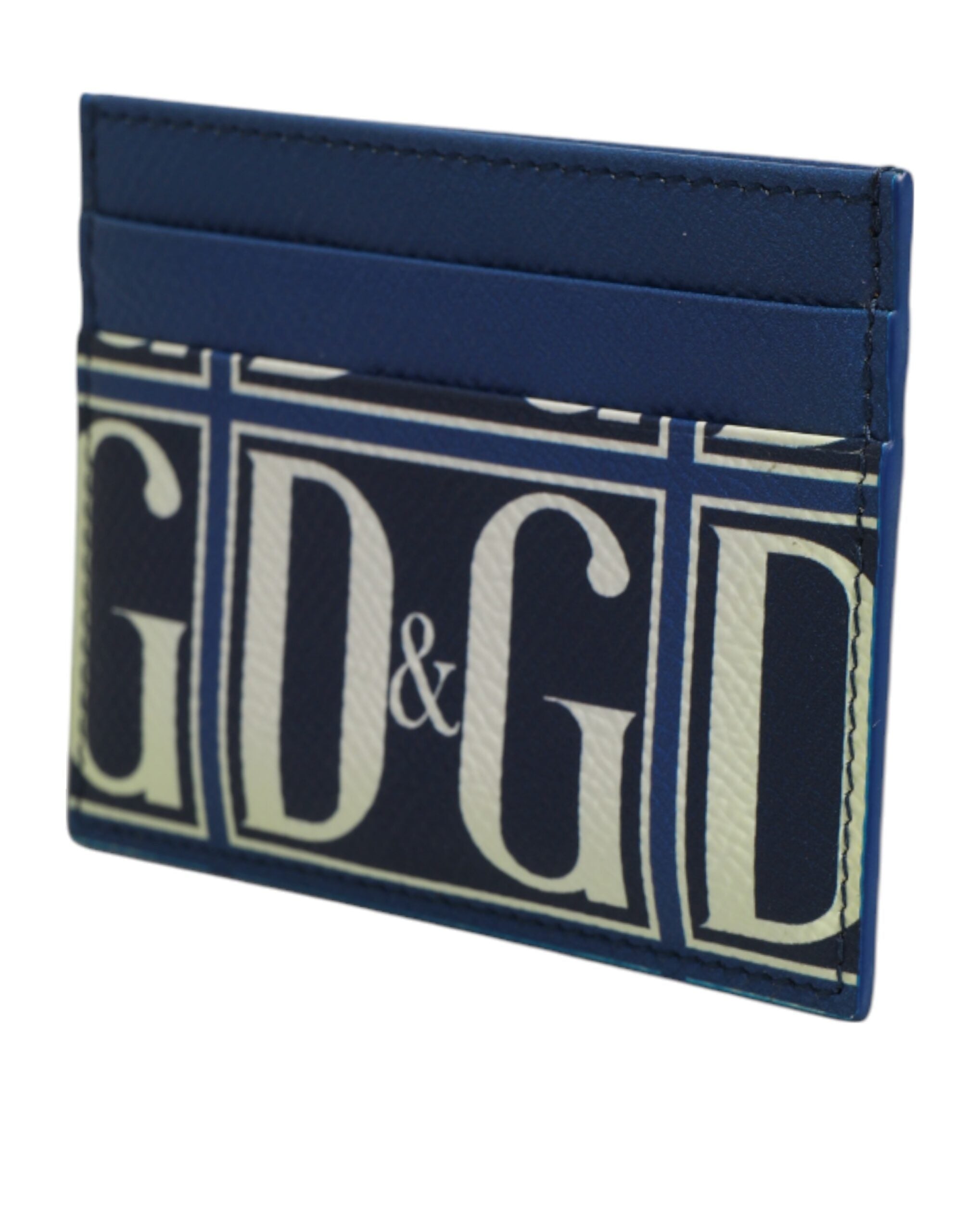 Blue Calf Leather DG Logo Monogram Card Holder Wallet