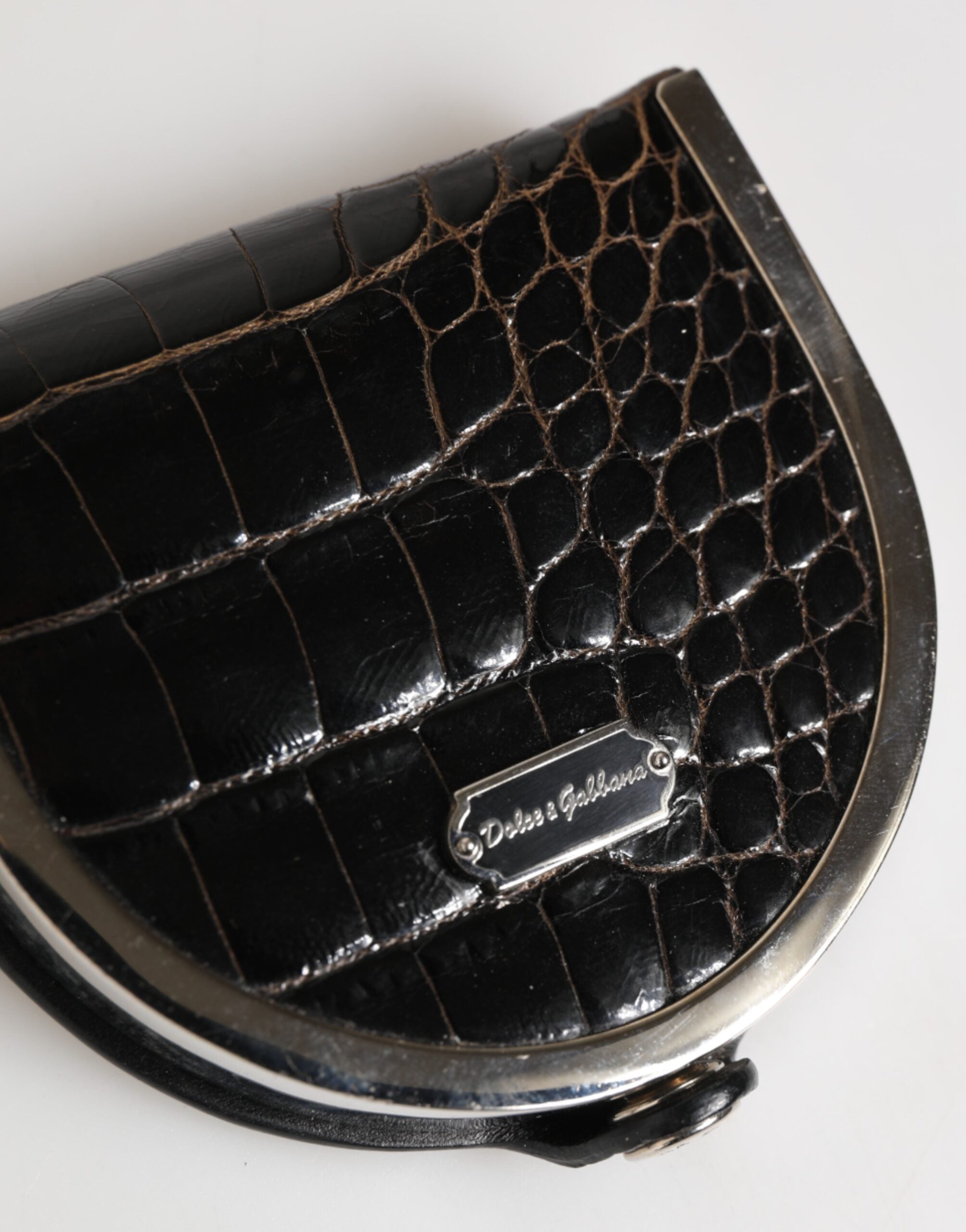Black Polished Crocodile Leather Mens Coin Purse Wallet