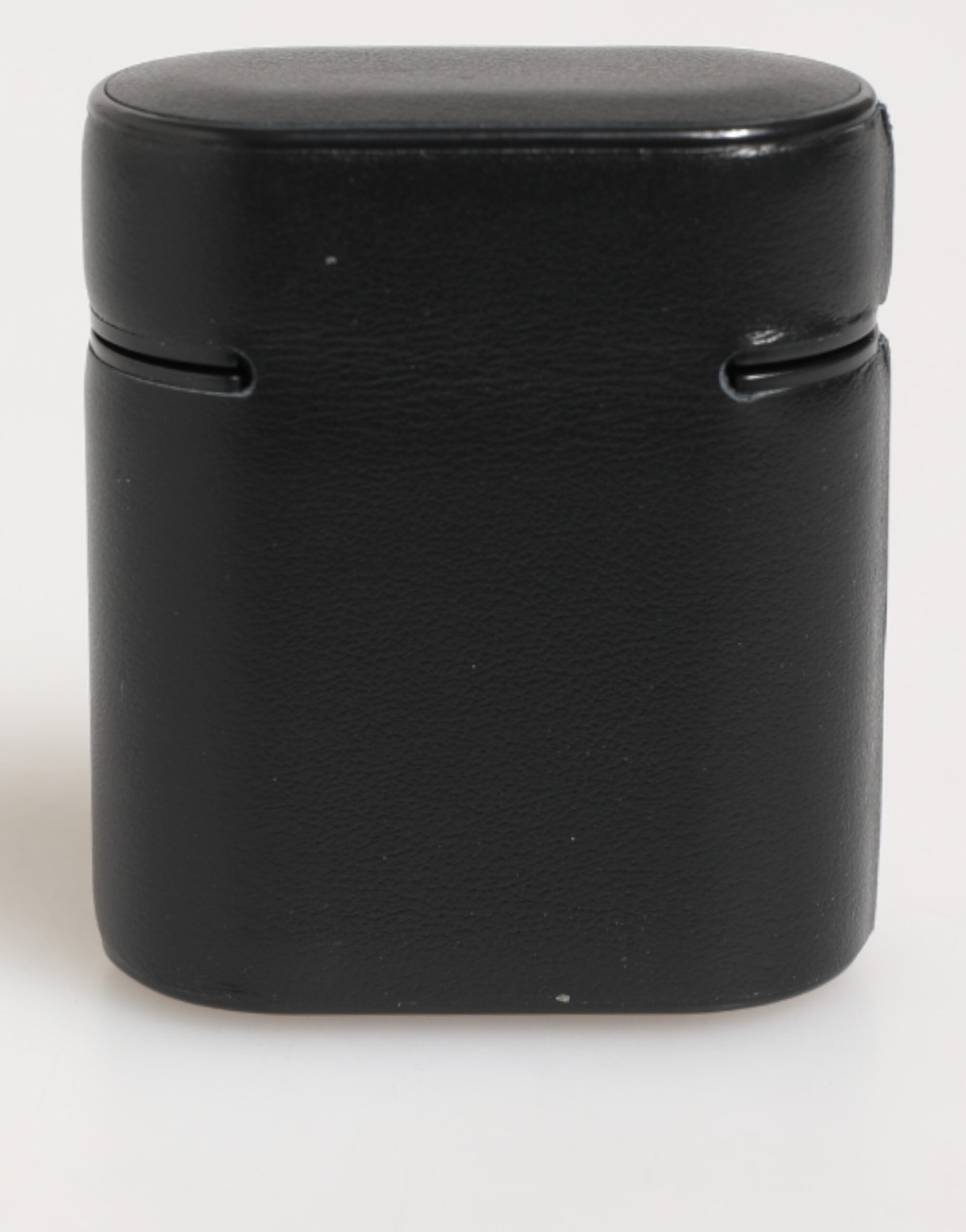 Black Calfskin Leather Logo Print Flip Holder Airpods Case