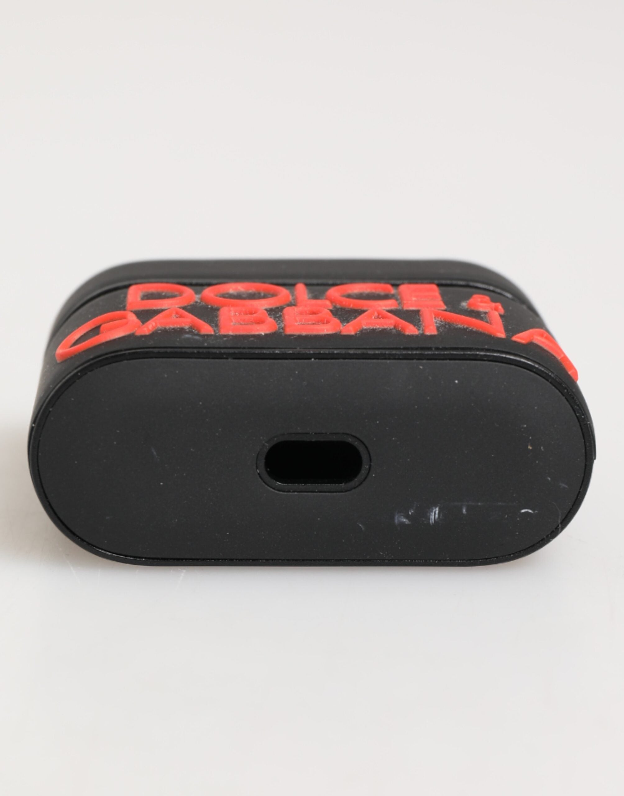 Black Orange Rubber Logo Embossed Accessory Airpods Case