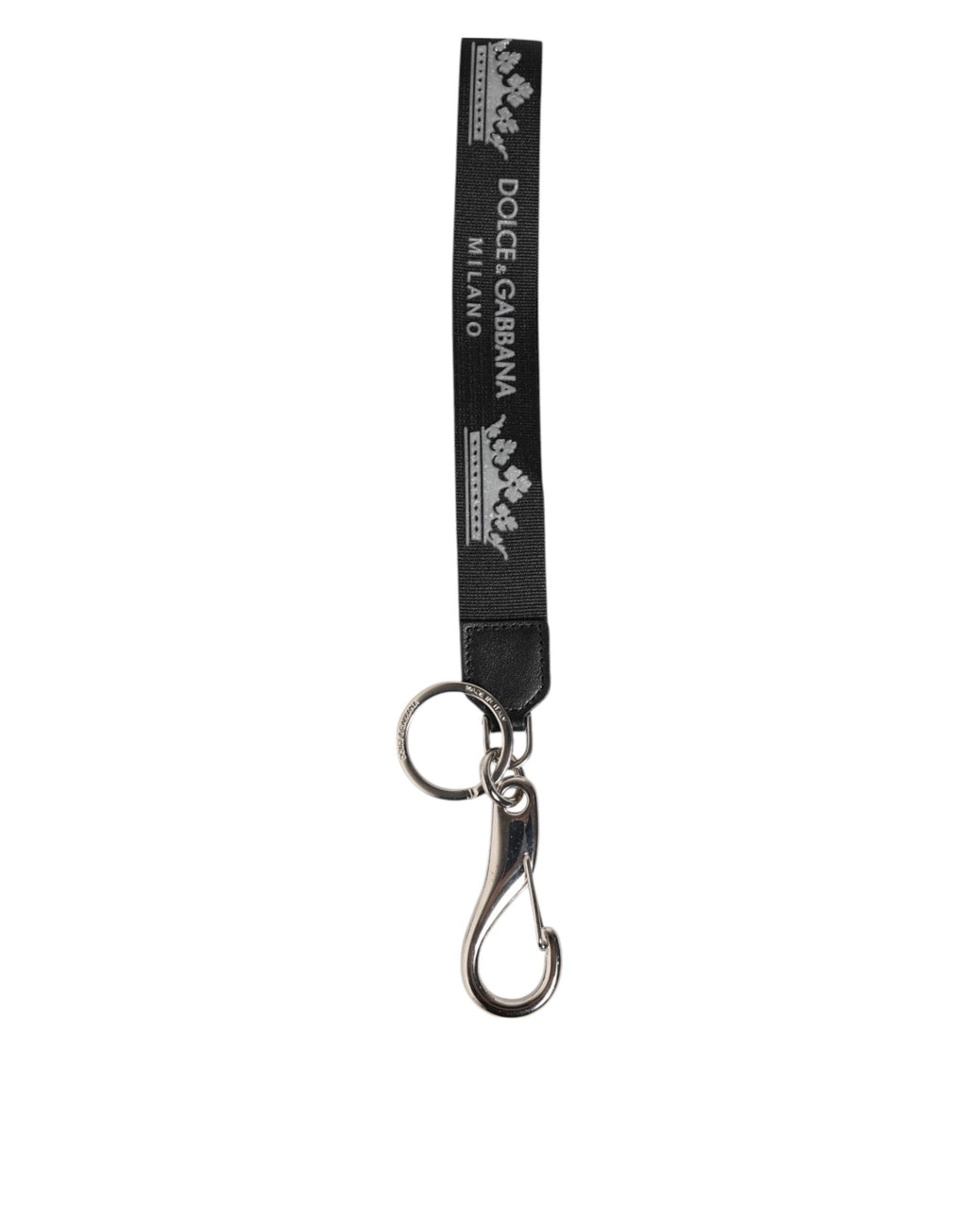 Black Silver Nylon DG Crown Men's Holder Keychain Keyring