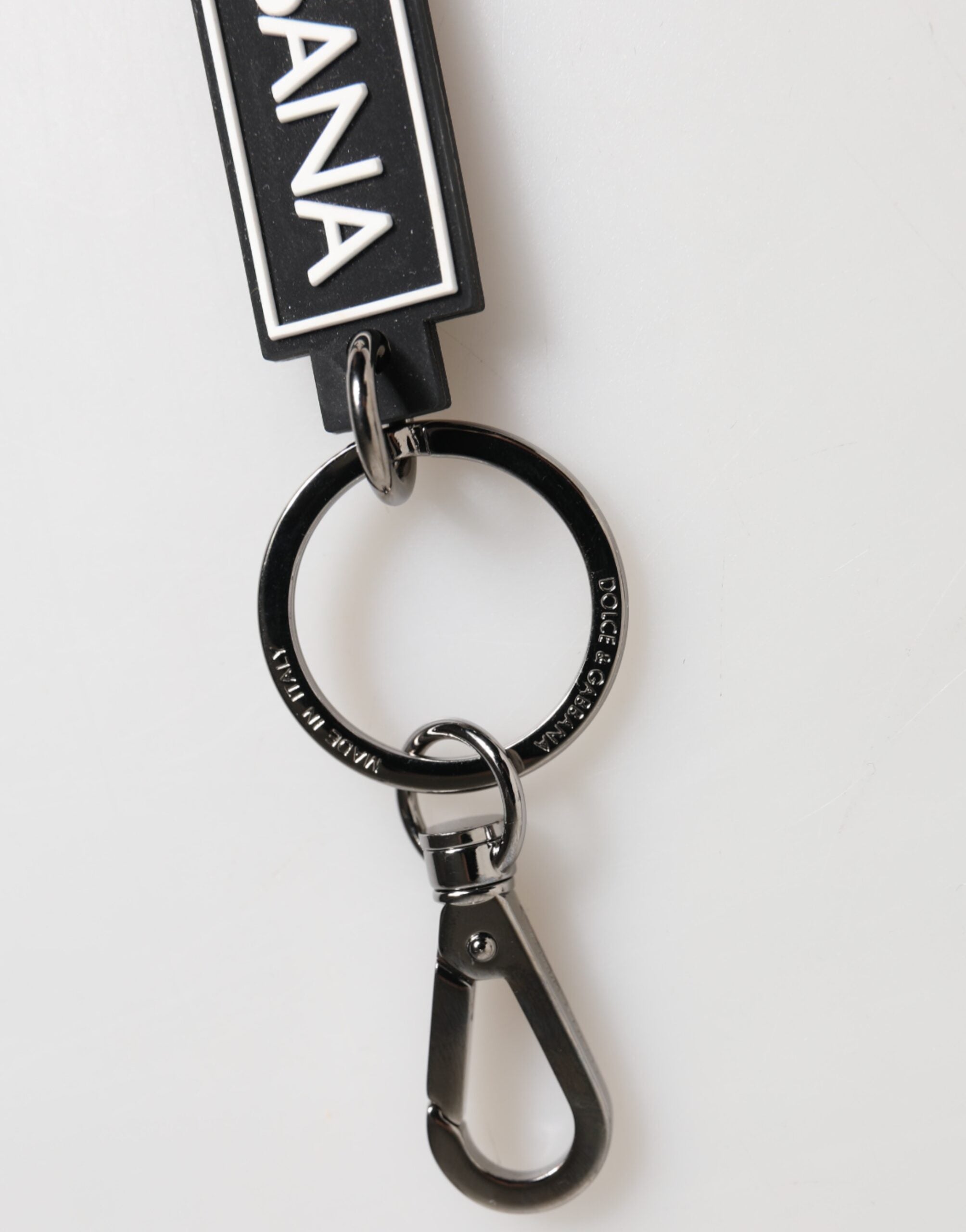 Black White DG Rubber Logo Silver Men's Holder Keyring