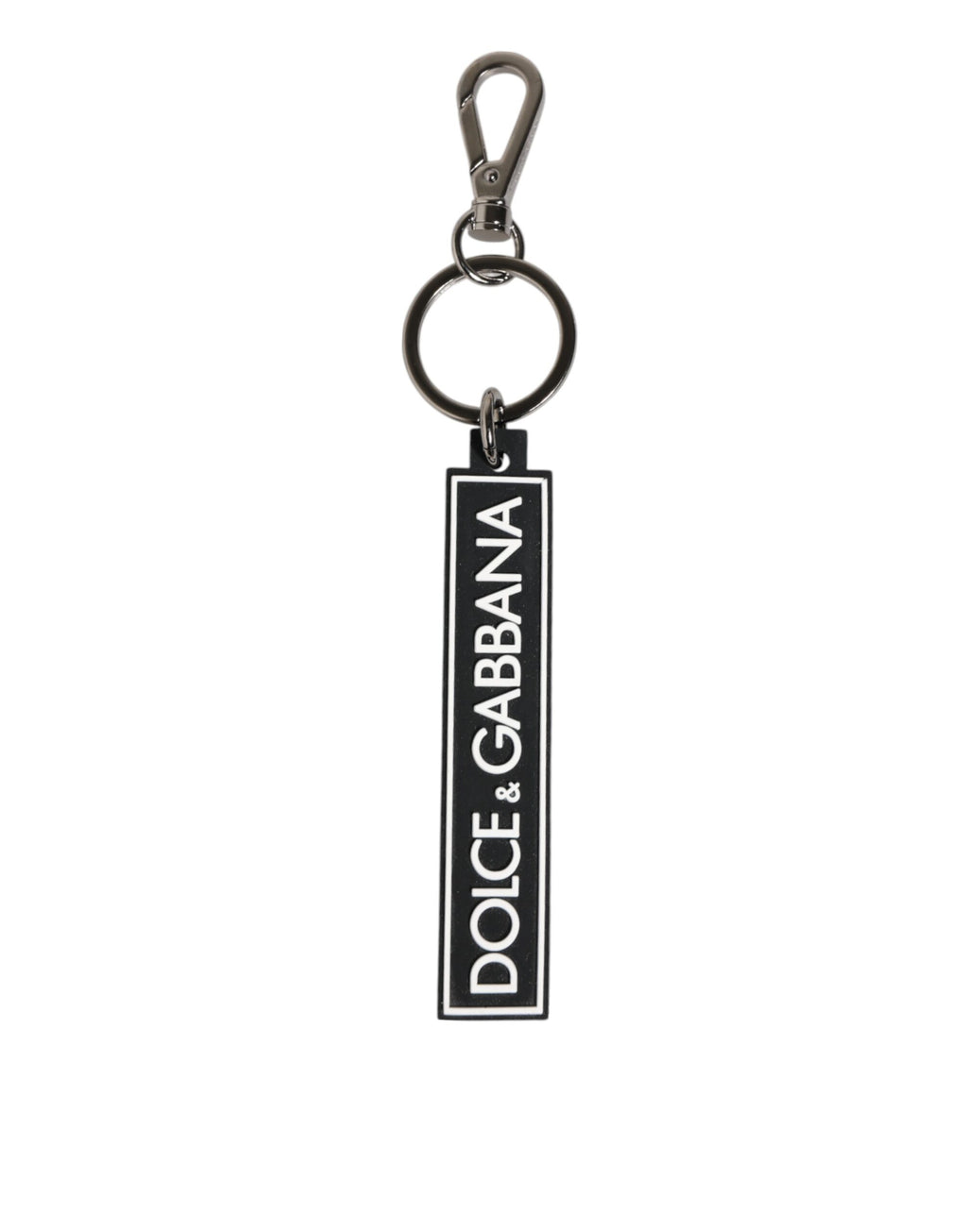 Black White DG Rubber Logo Silver Men's Holder Keyring
