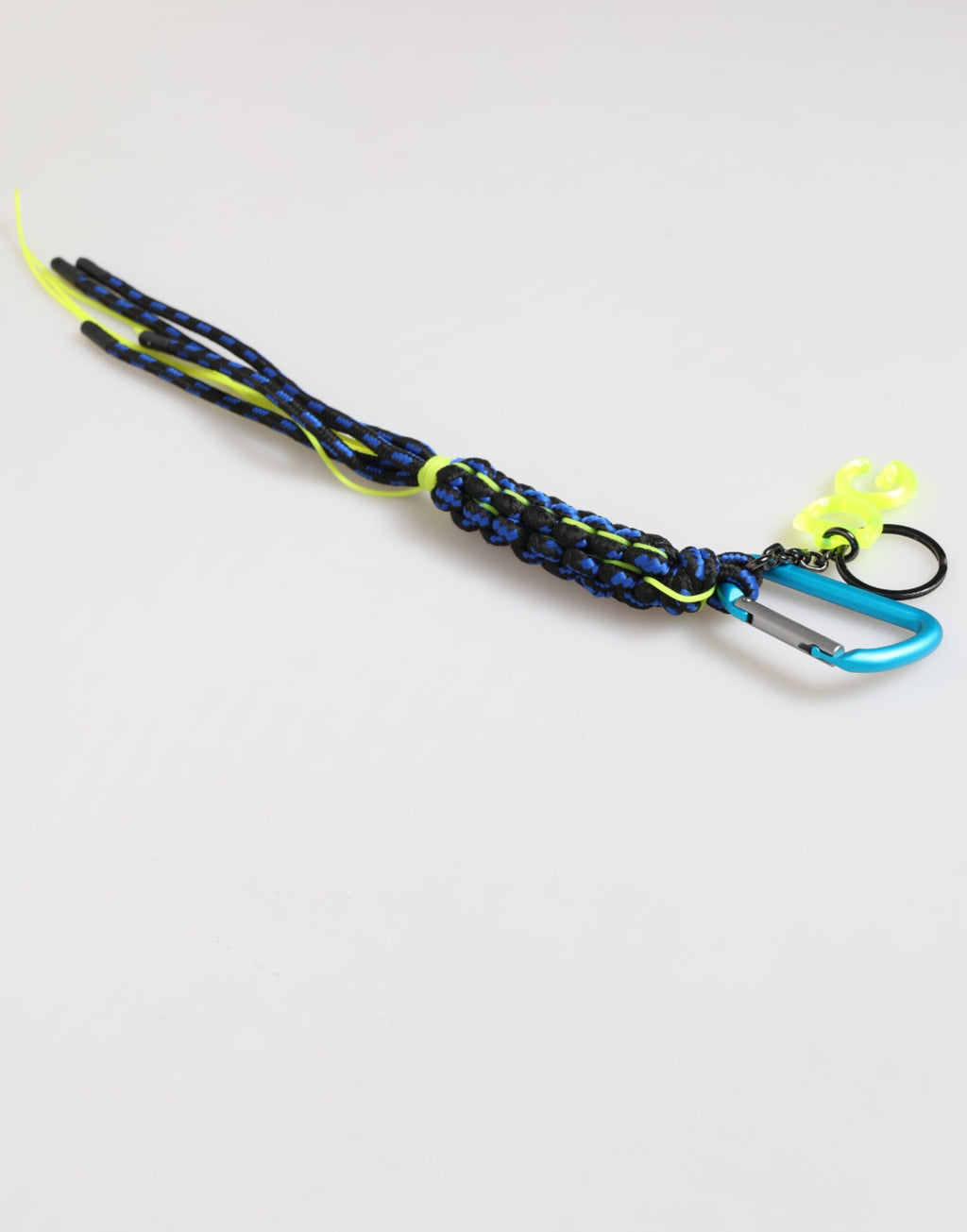Blue Yellow Leather Tape String DG Logo Keychain Keyring
