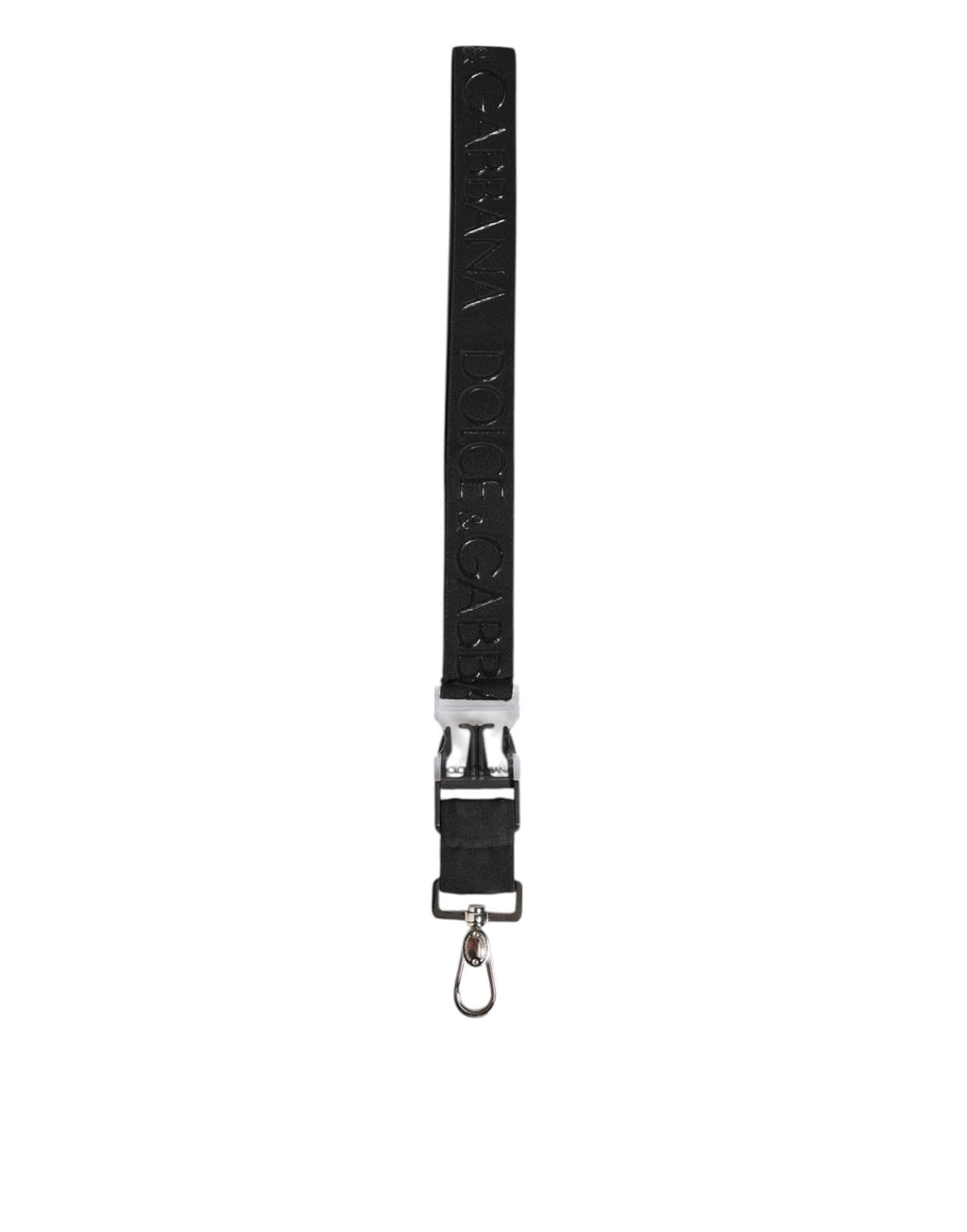 Black Polyester Stretch Rubberised DG Logo Men Keychain
