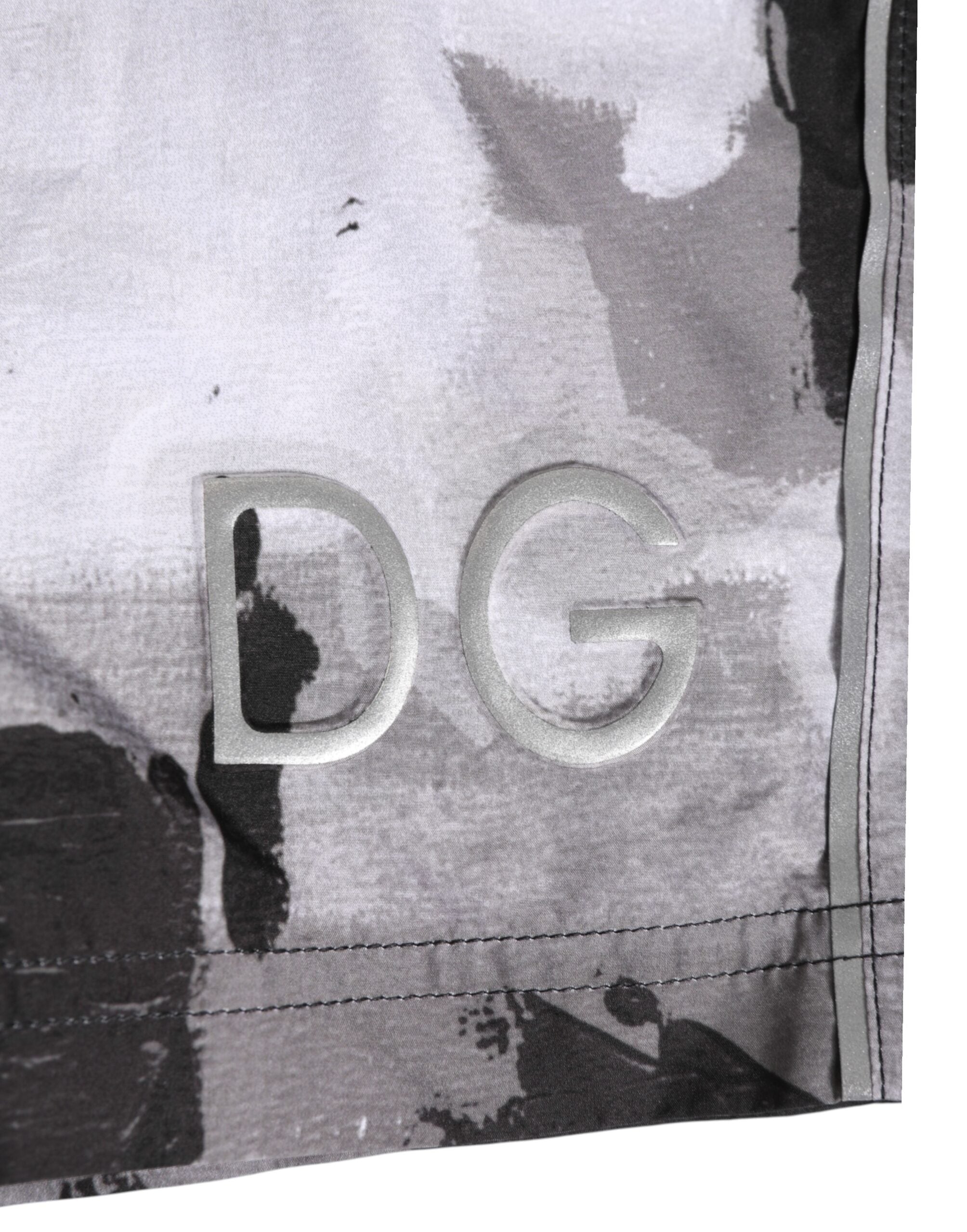 Black White Camouflage DG Logo Men Swimwear