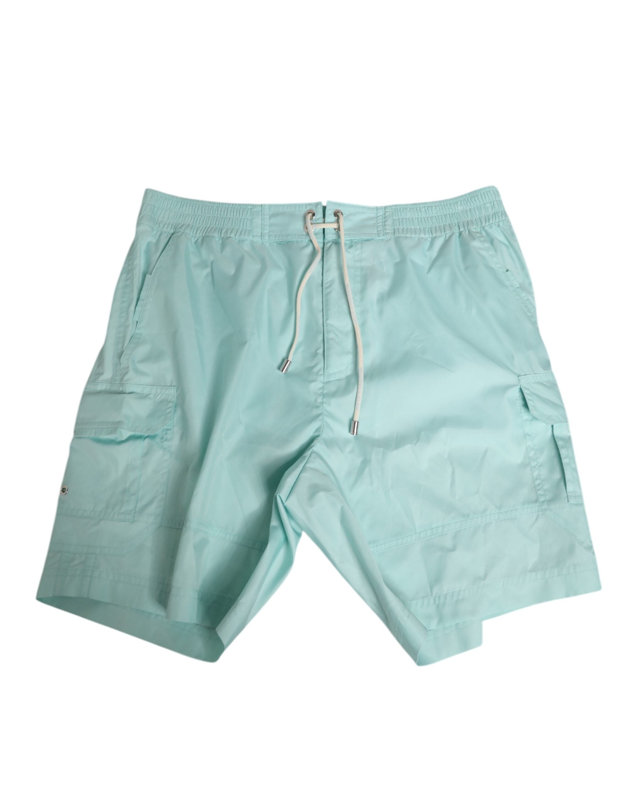Aqua Blue Polyester Beachwear Men Shorts Swimwear