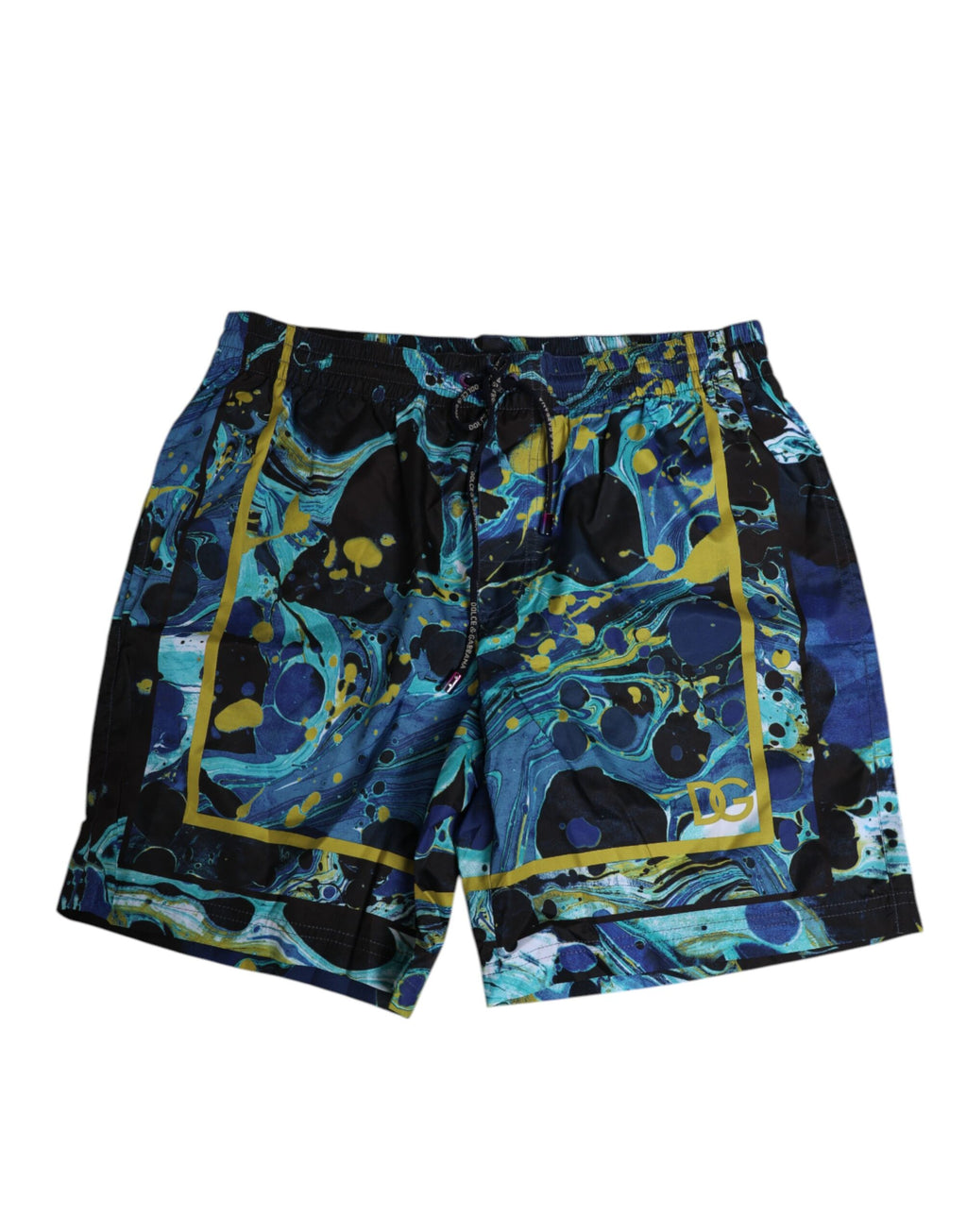 Blue Marble Print Logo Men Boxer Short Swimwear