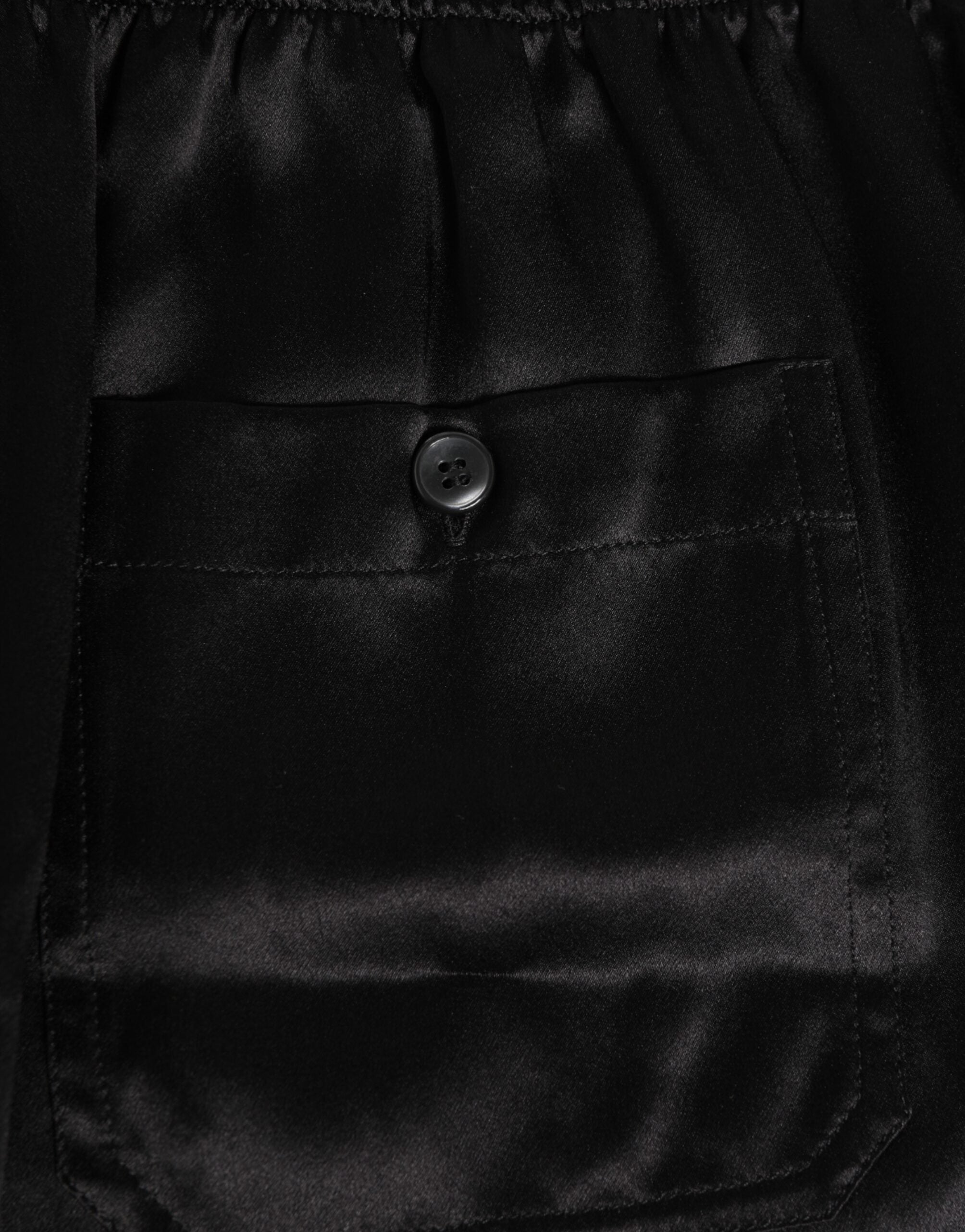 Black Silk Satin Elastic Men Boxer Short Swimwear