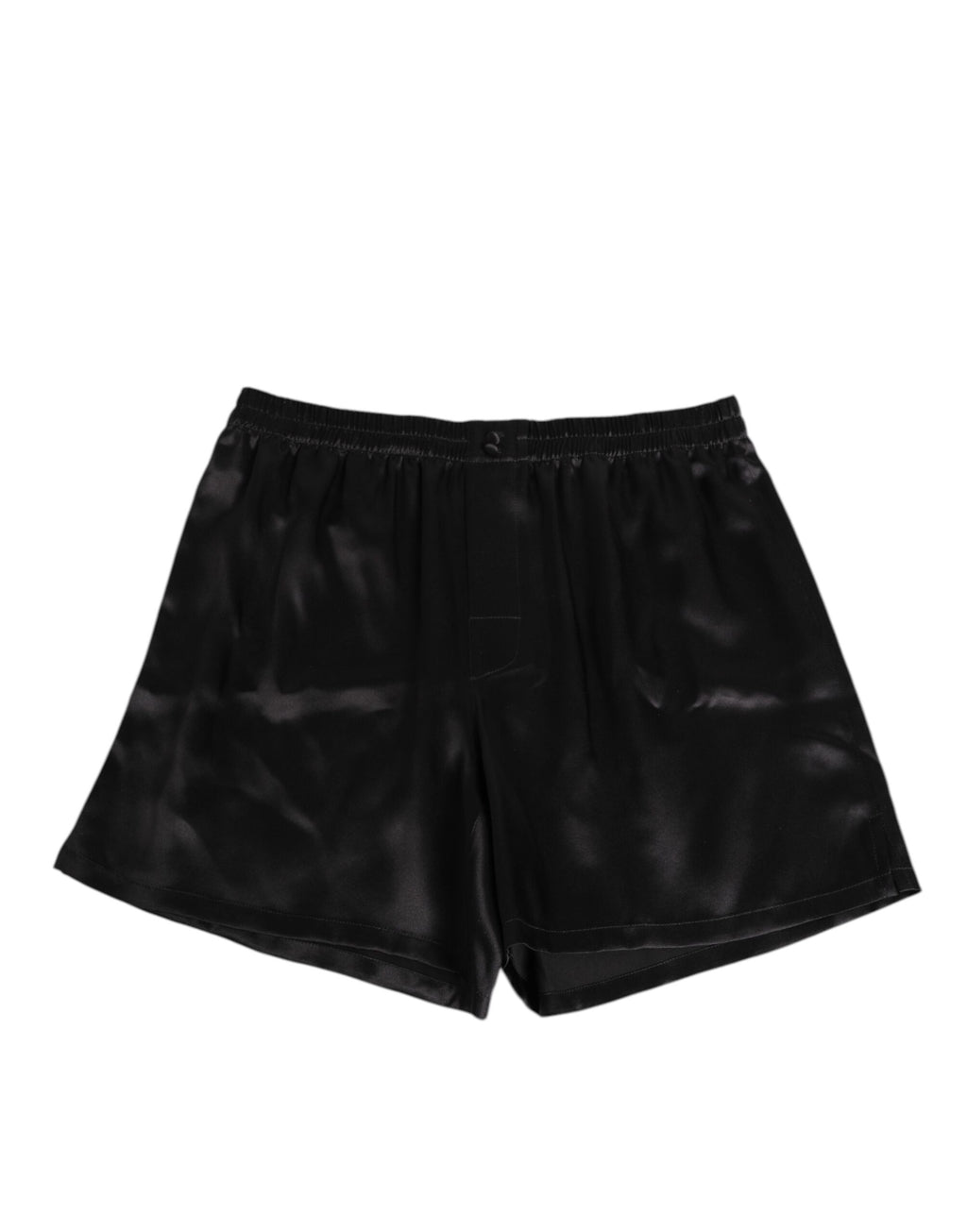 Black Silk Satin Elastic Men Boxer Short Swimwear