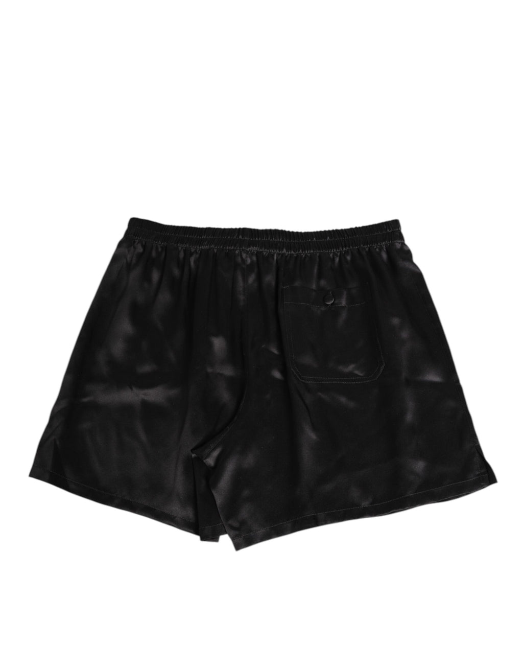 Black Silk Satin Elastic Men Boxer Short Swimwear