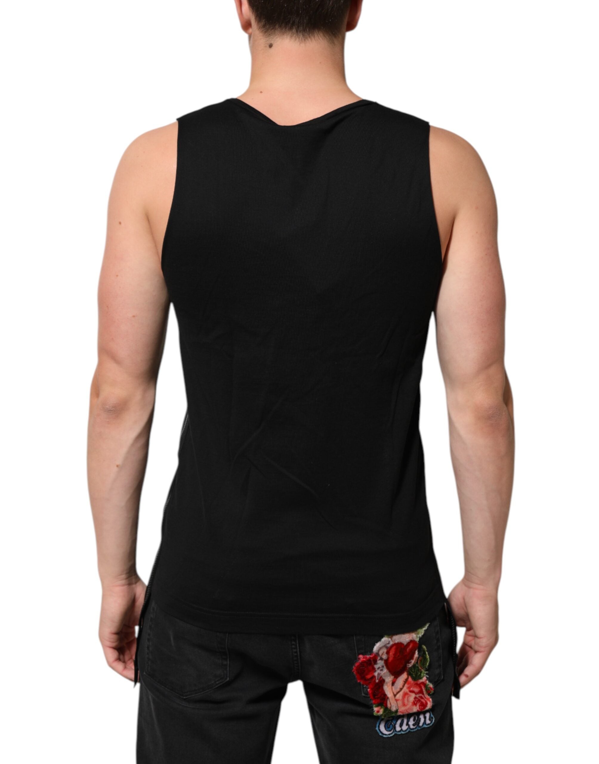 Black Cotton Sleeveless Tank Top DG Logo Men T-shirt