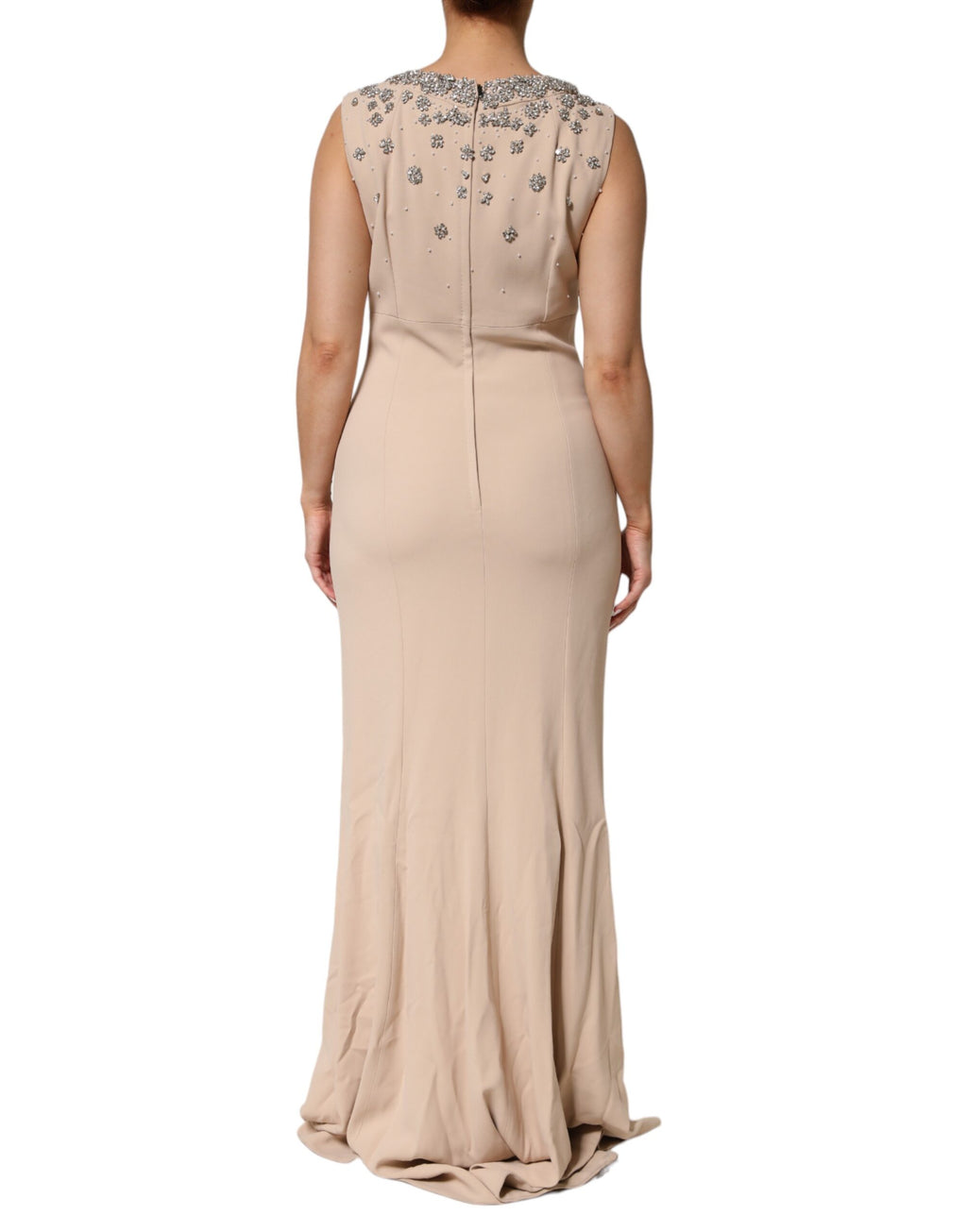 Nude Ecru Beaded Crystal Embellished Dress