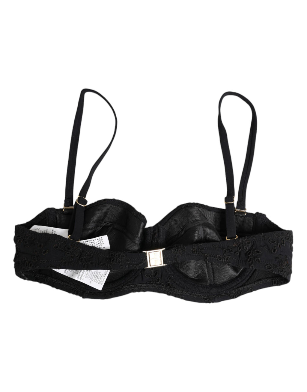 Black Polyester Embroidered Underwire Bra Underwear