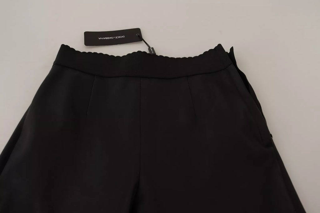 Black Leather Elastic Waist Trouser Pants