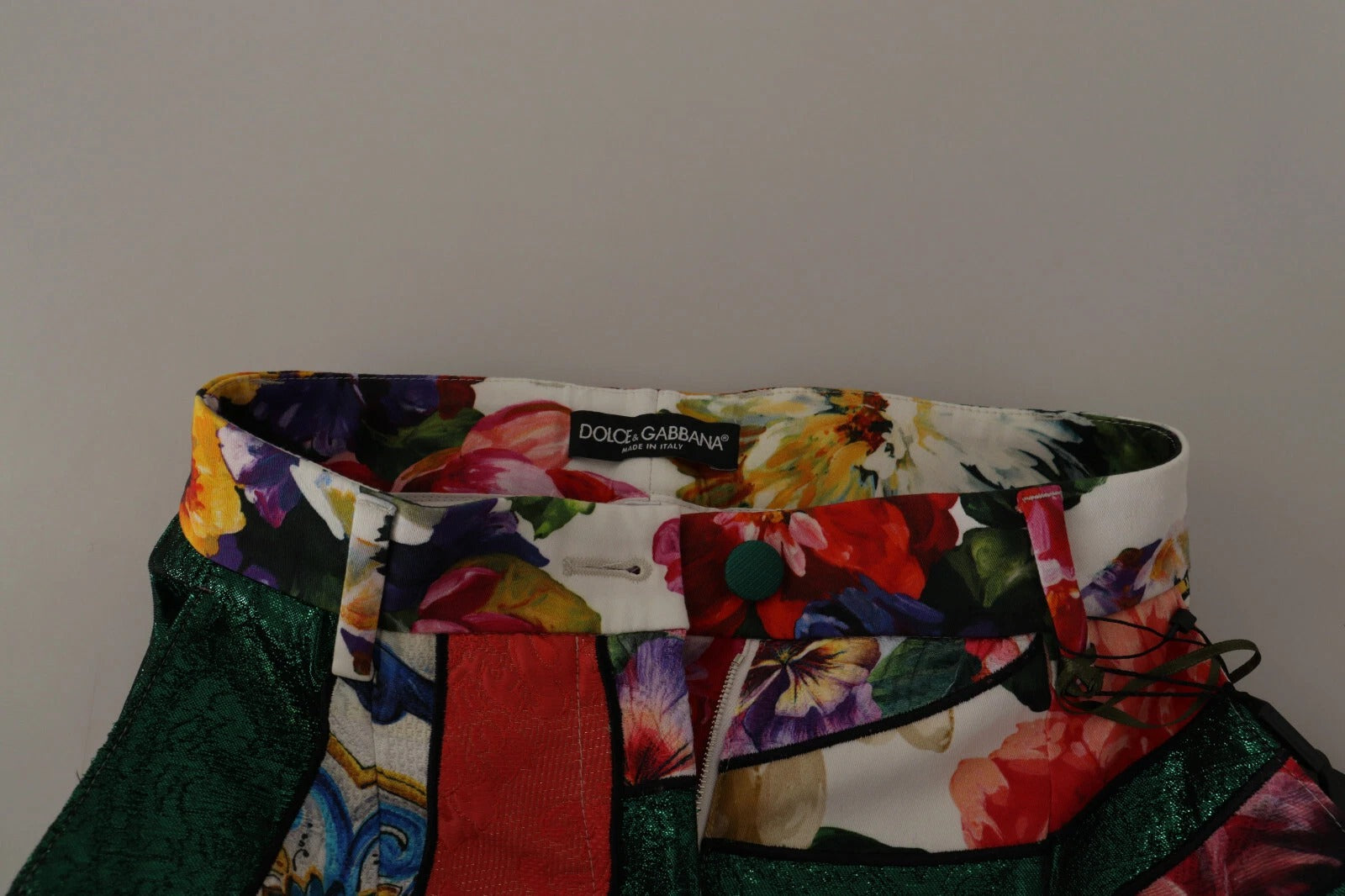 Multicolor Patchwork Jacquard High Waist Pants