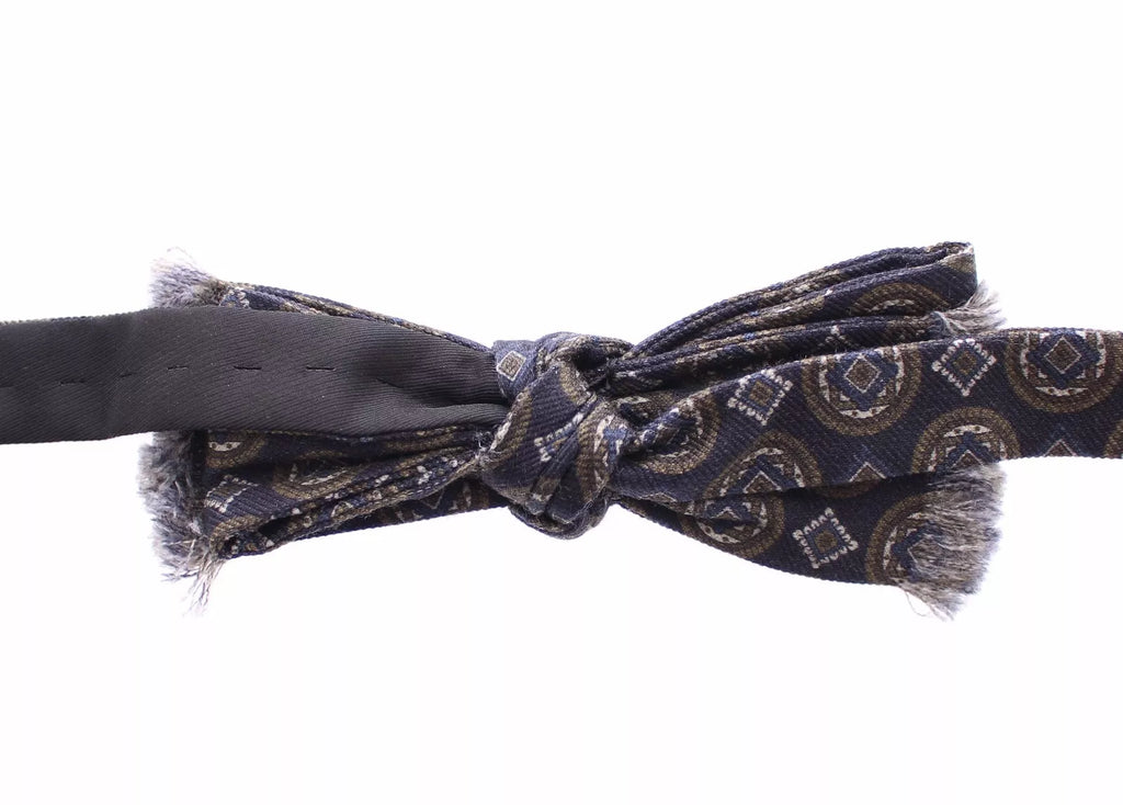 Blue Silk Baroque Fantasi Tied Bow Tie Papillon