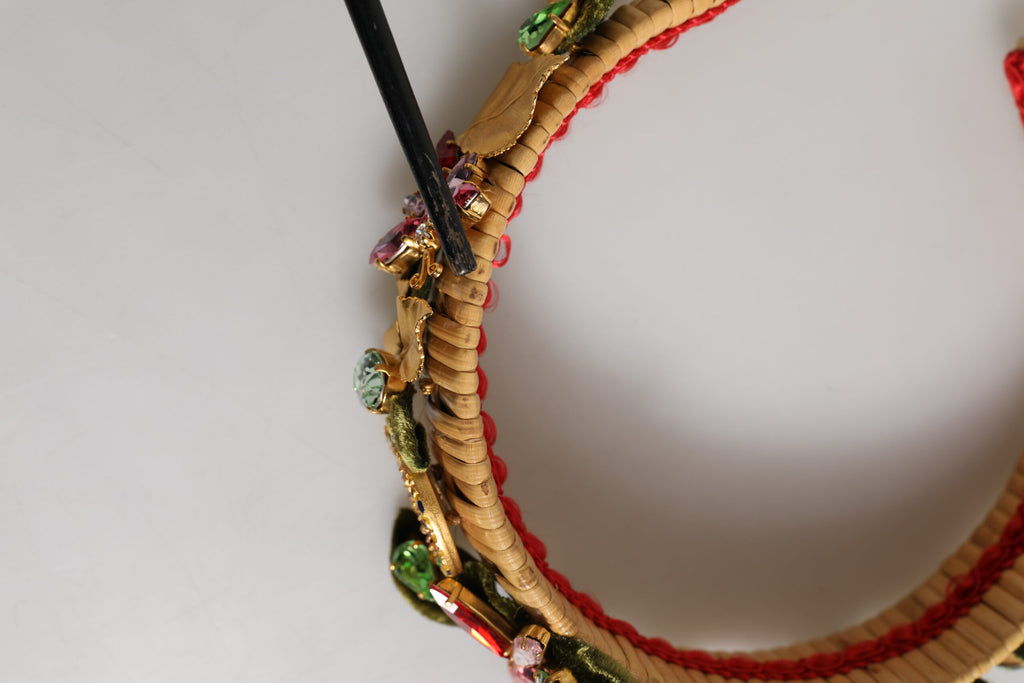 Multicolor Crystal Floral Gold Green Velvet Crown Headband