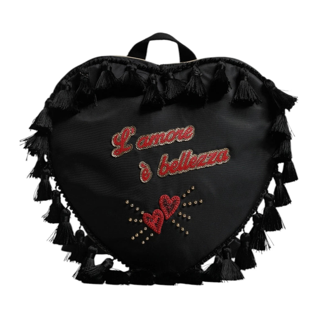 Black Heart L'Amore Patch Embellished Kids Backpack