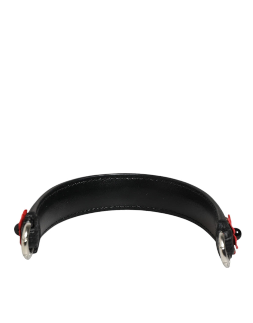 Black Embellished Leather Bag Handle Women Shoulder Strap