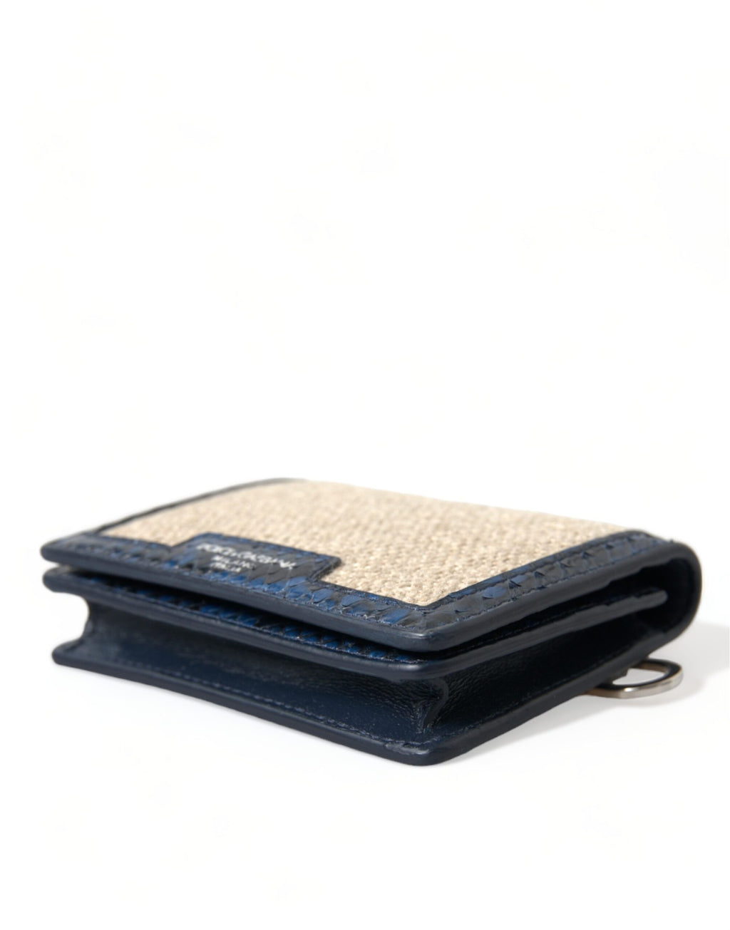 Beige Raffia Blue Leather Trim Mini Shoulder Purse Crossbody Bag