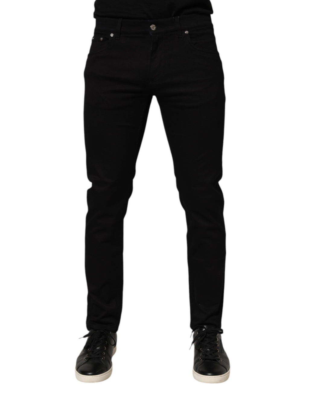 Black Cotton Blend Skinny Men Trouser Pants