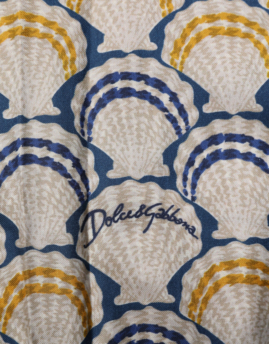 Cream Cotton Silk Hawaii Scallop Shell Print Shirt