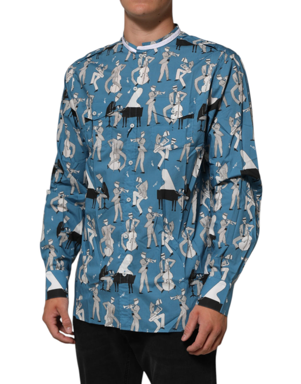 Blue Jazz Printed Cotton Button Front Shirt