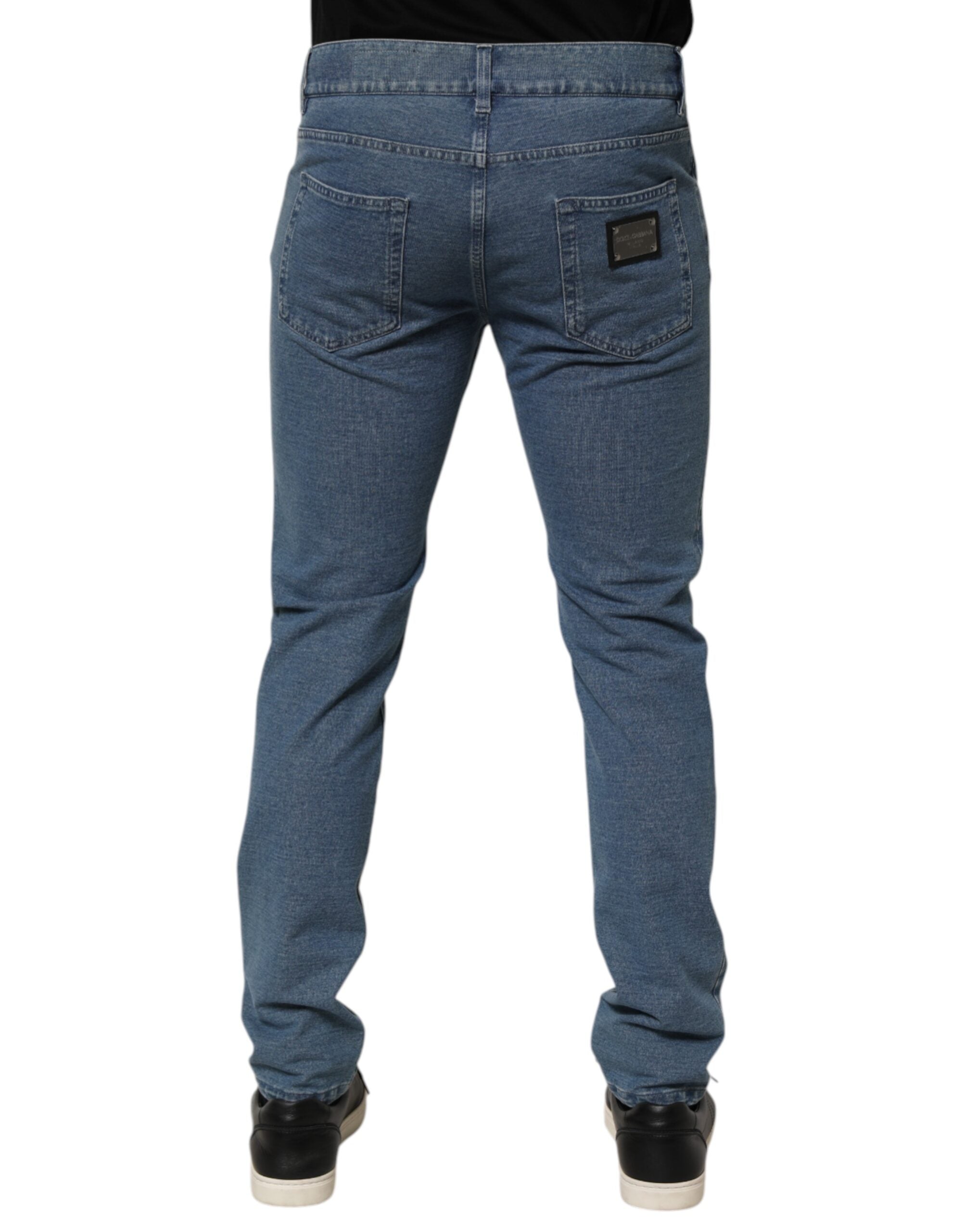 Blue Cotton Stretch Slim Fit Men Denim Jeans