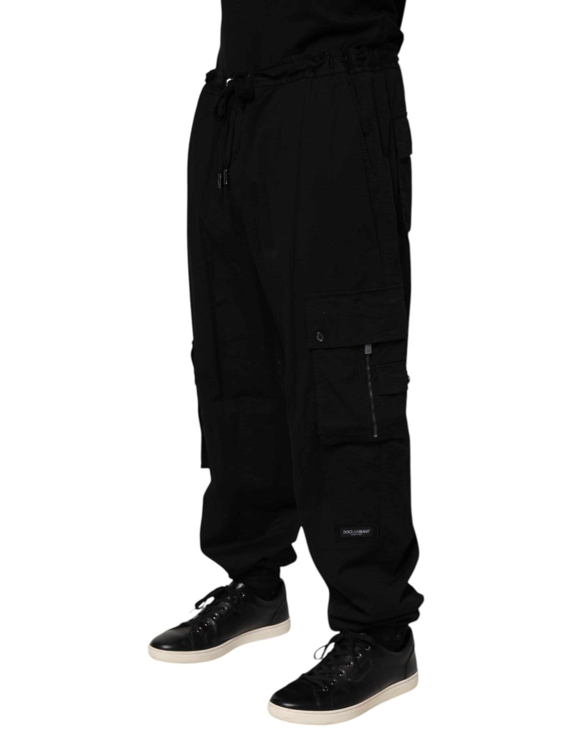 Black Cotton Cargo Jogger Sweatpants Pants