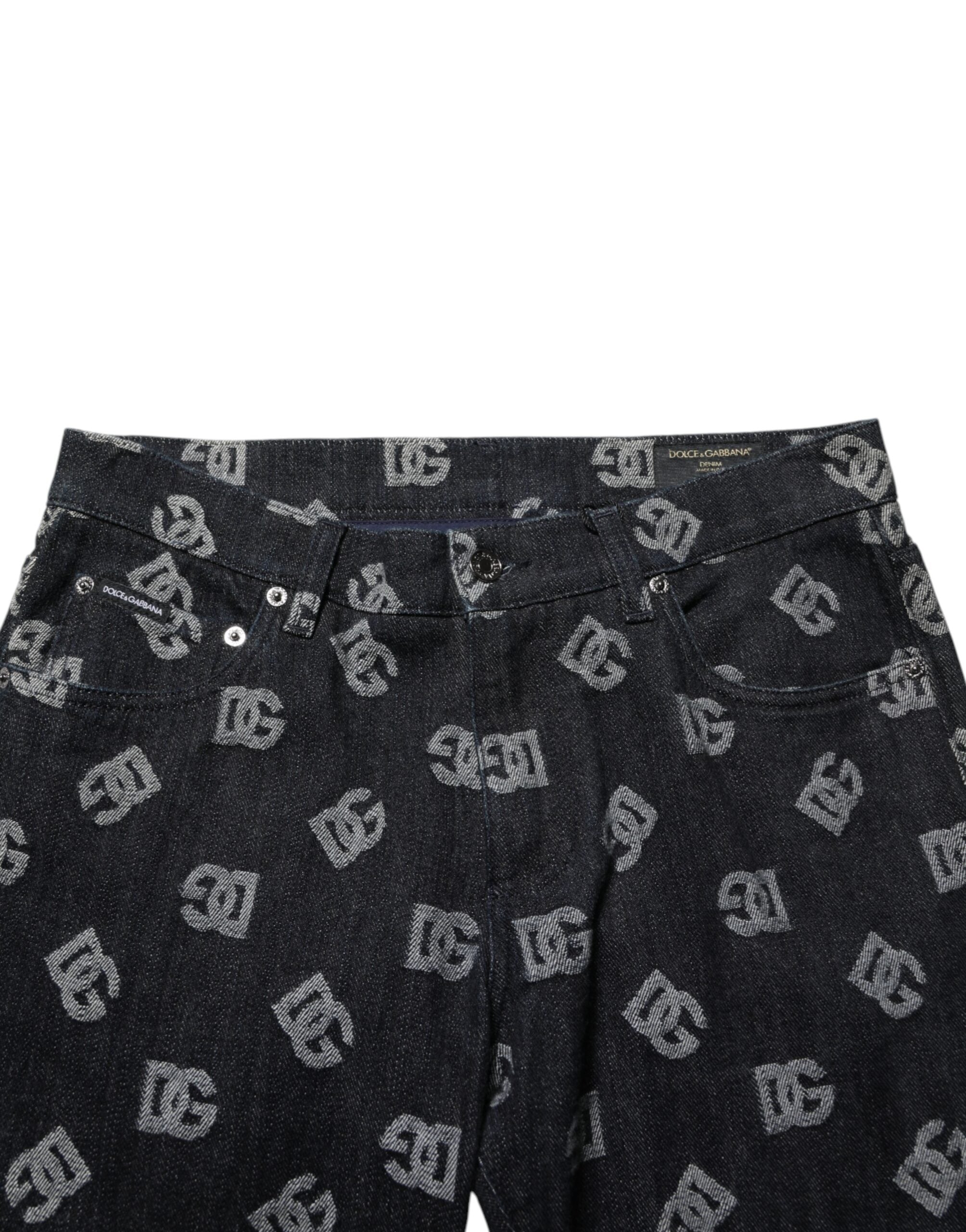 Black DG Monogram Cotton Skinny Denim Jeans