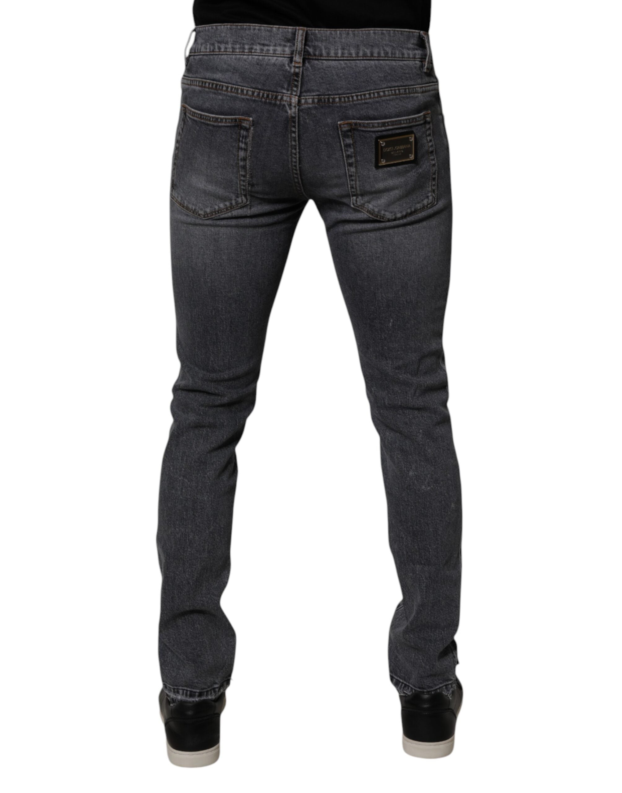 Dark Gray Cotton Stretch Skinny Denim Jeans