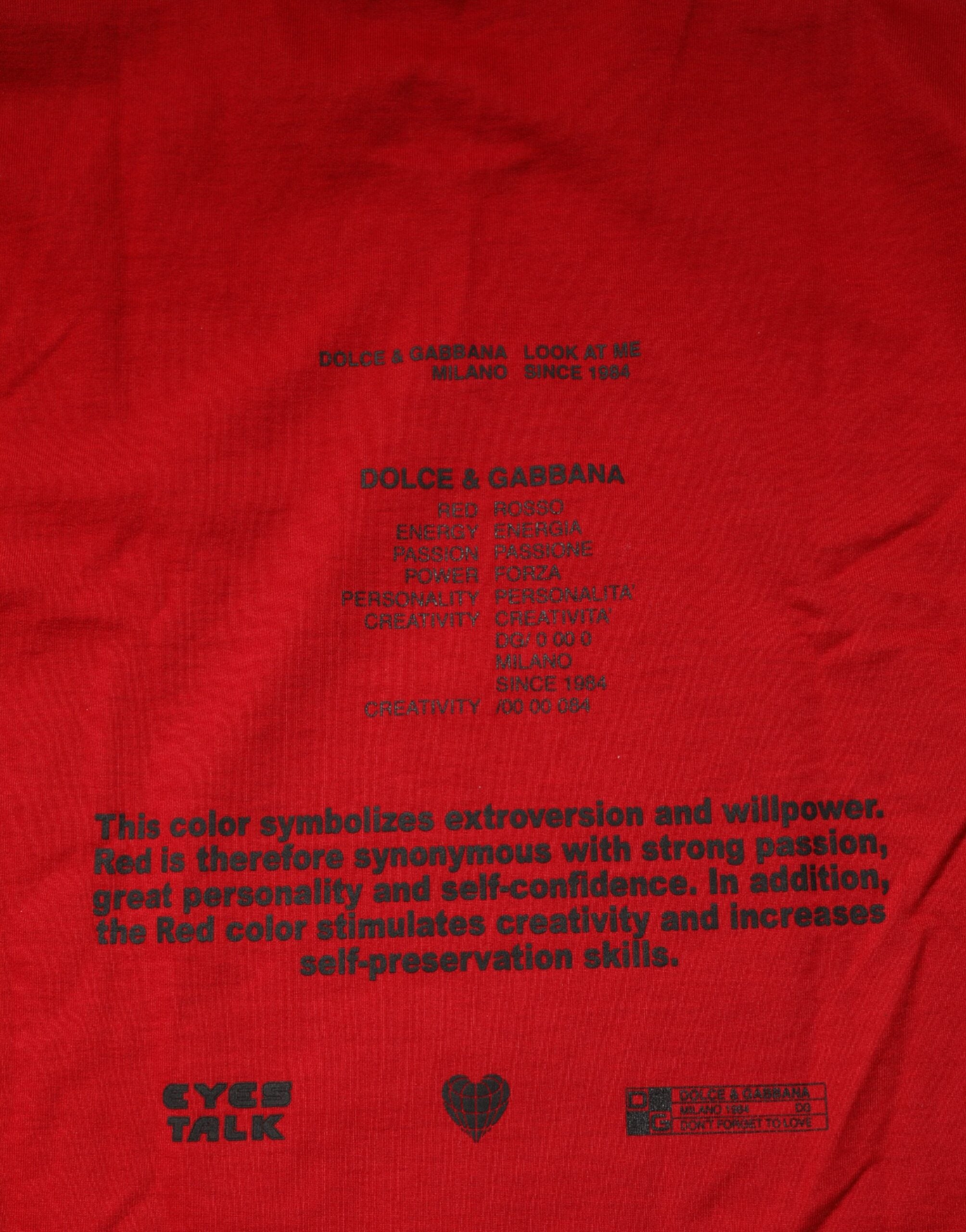 Red Logo Eye Print Cotton Short Sleeve T-shirt