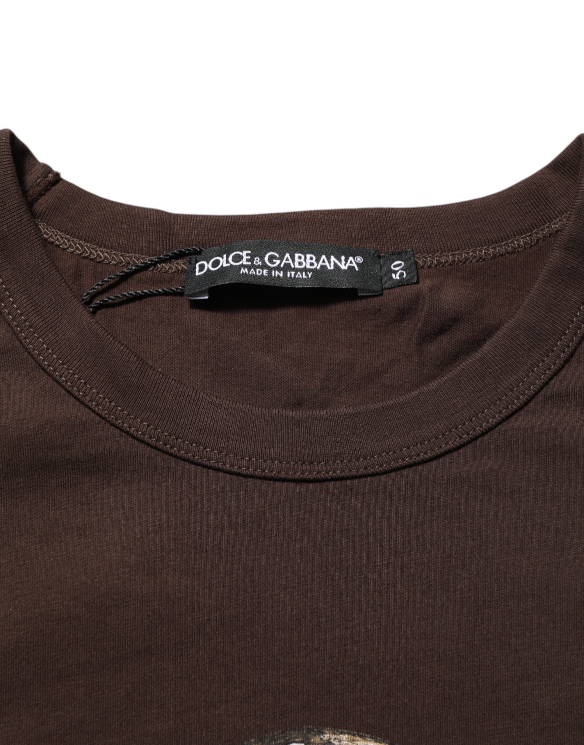 Brown Coin Laurel Print Men Crew Neck T-shirt