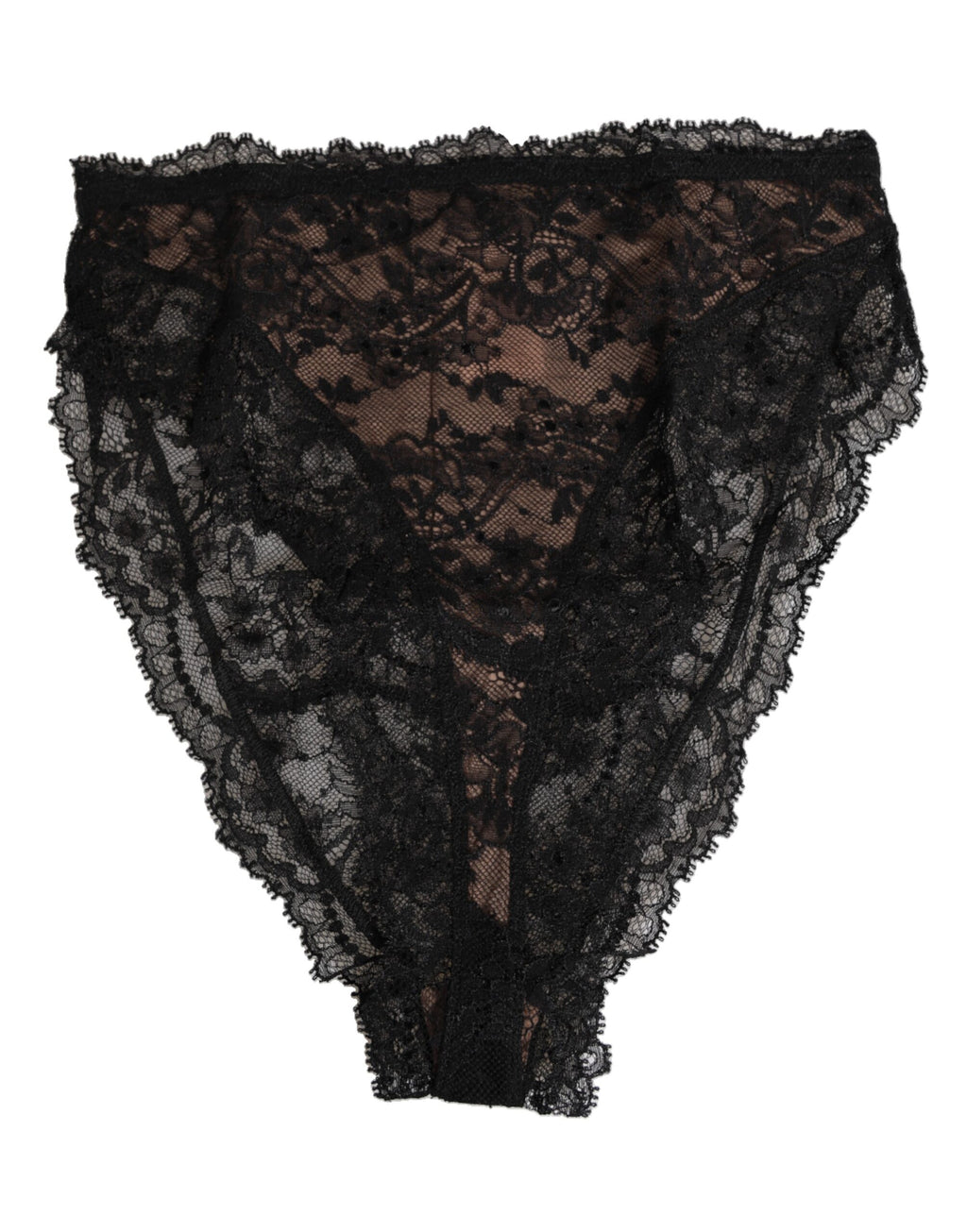 Black Floral Lace Mesh High Brief Panty  Underwear