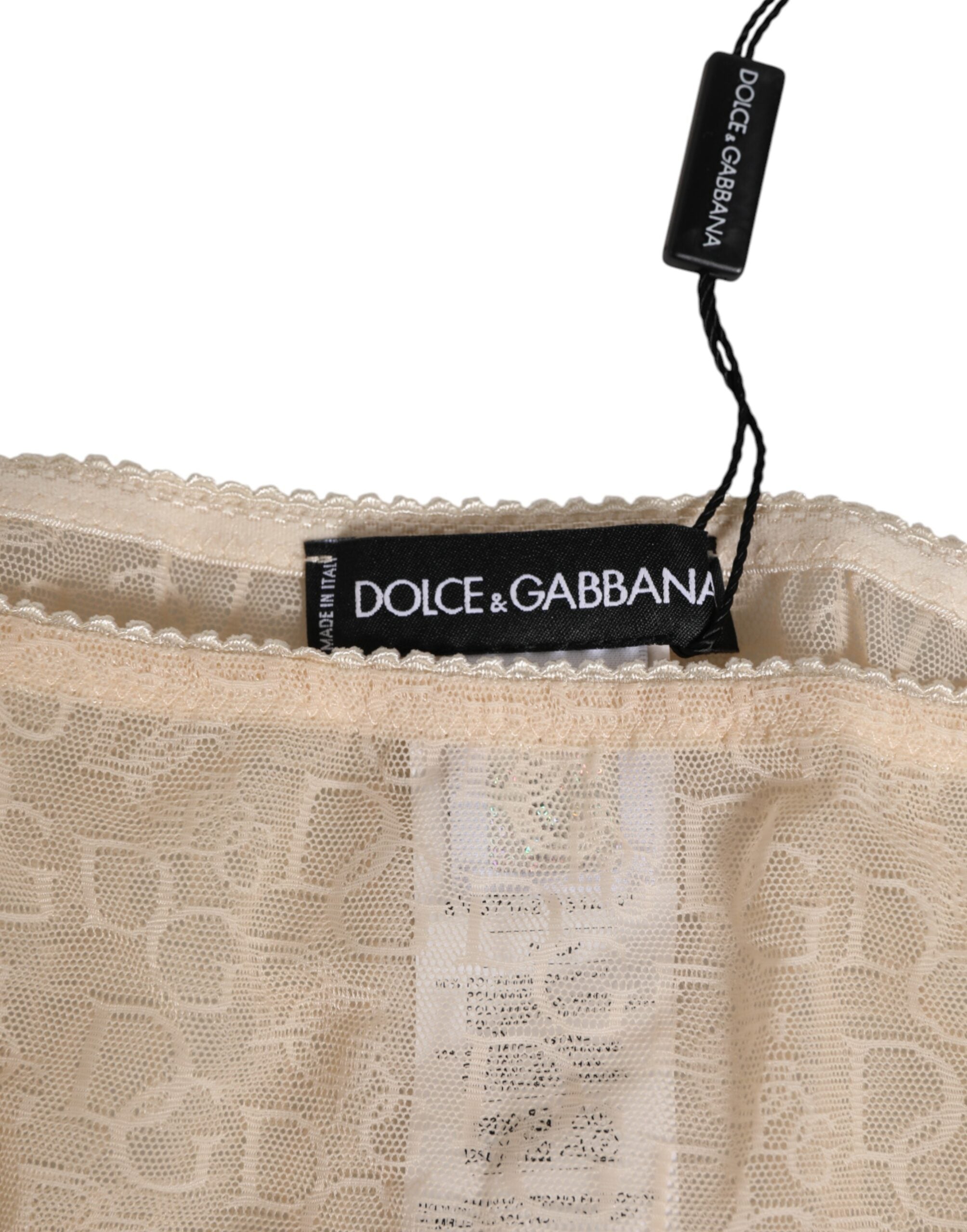 Beige DG Logo Lace Mid Waist Panty Underwear