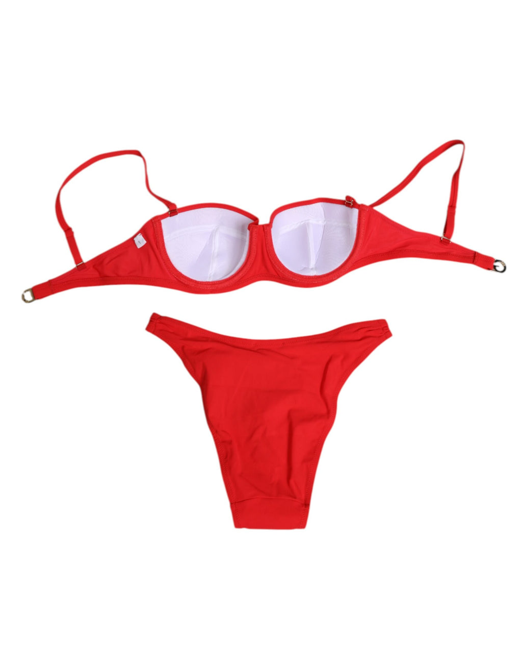 Red Nylon Swimsuit 2 Piece Top Bottom Swimwear