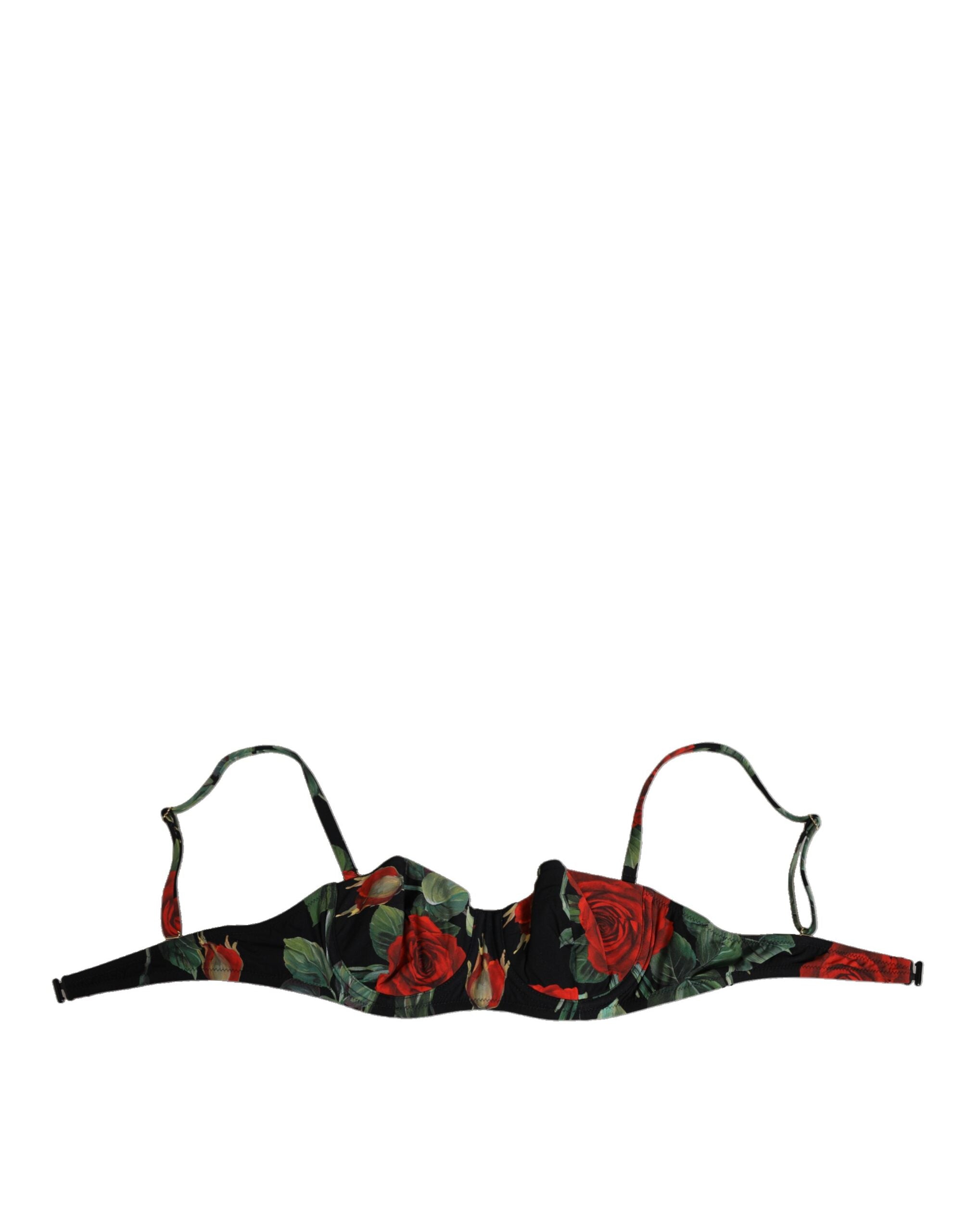 Black Floral Nylon Padded Balconnet Bra Underwear