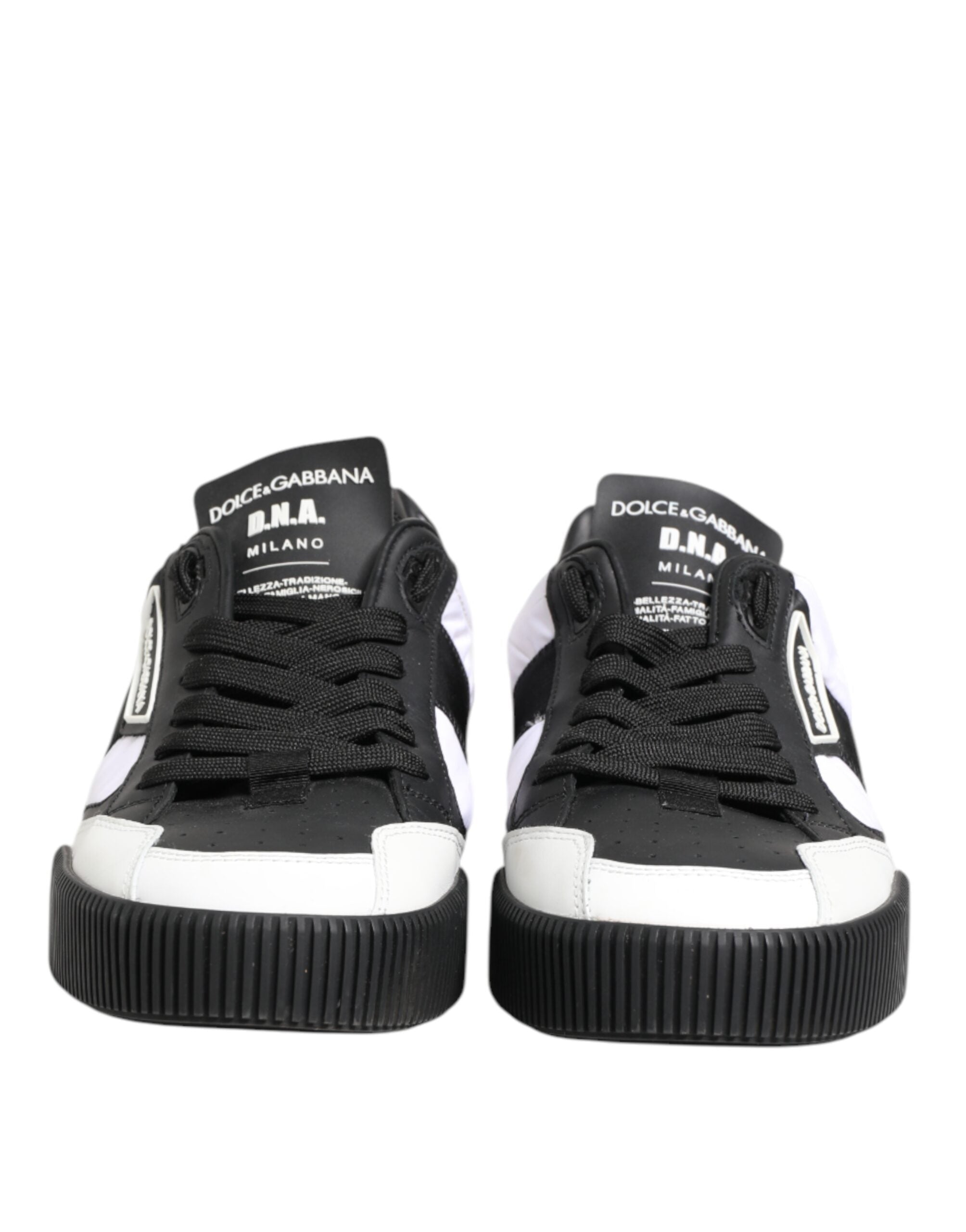 Black White Leather MIAMI Low Top Sneakers Shoes
