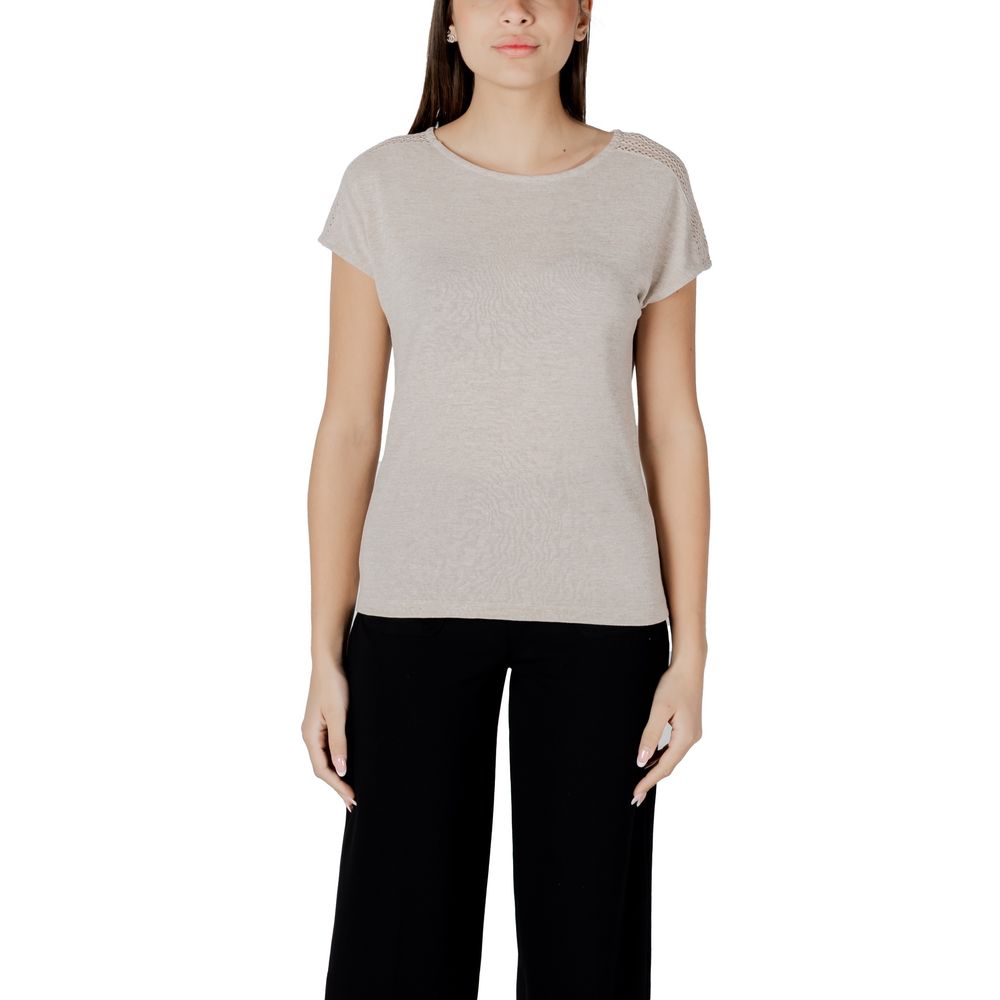 Beige Polyester T-Shirt
