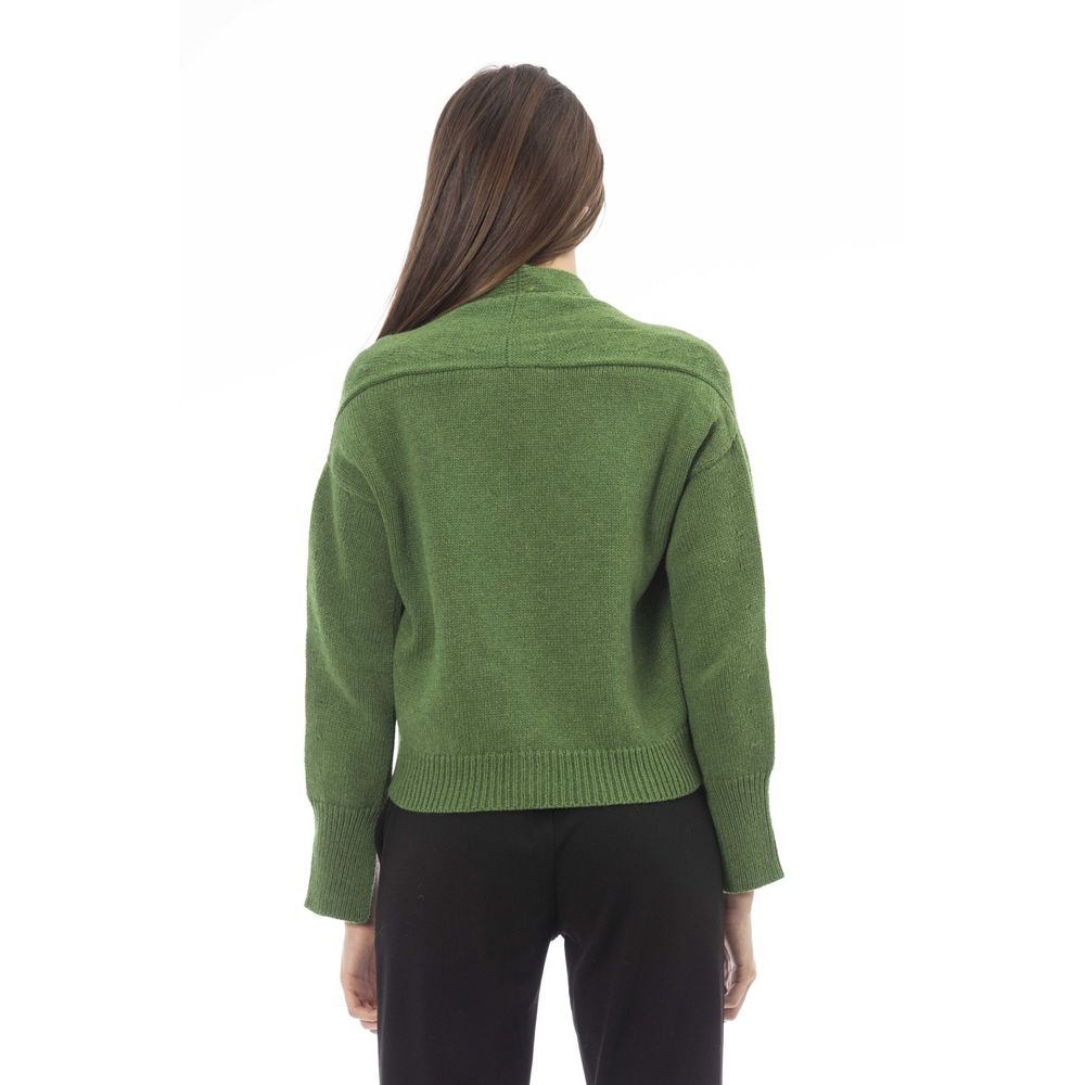 Alpha Studio Green Merino Wool Cardigan