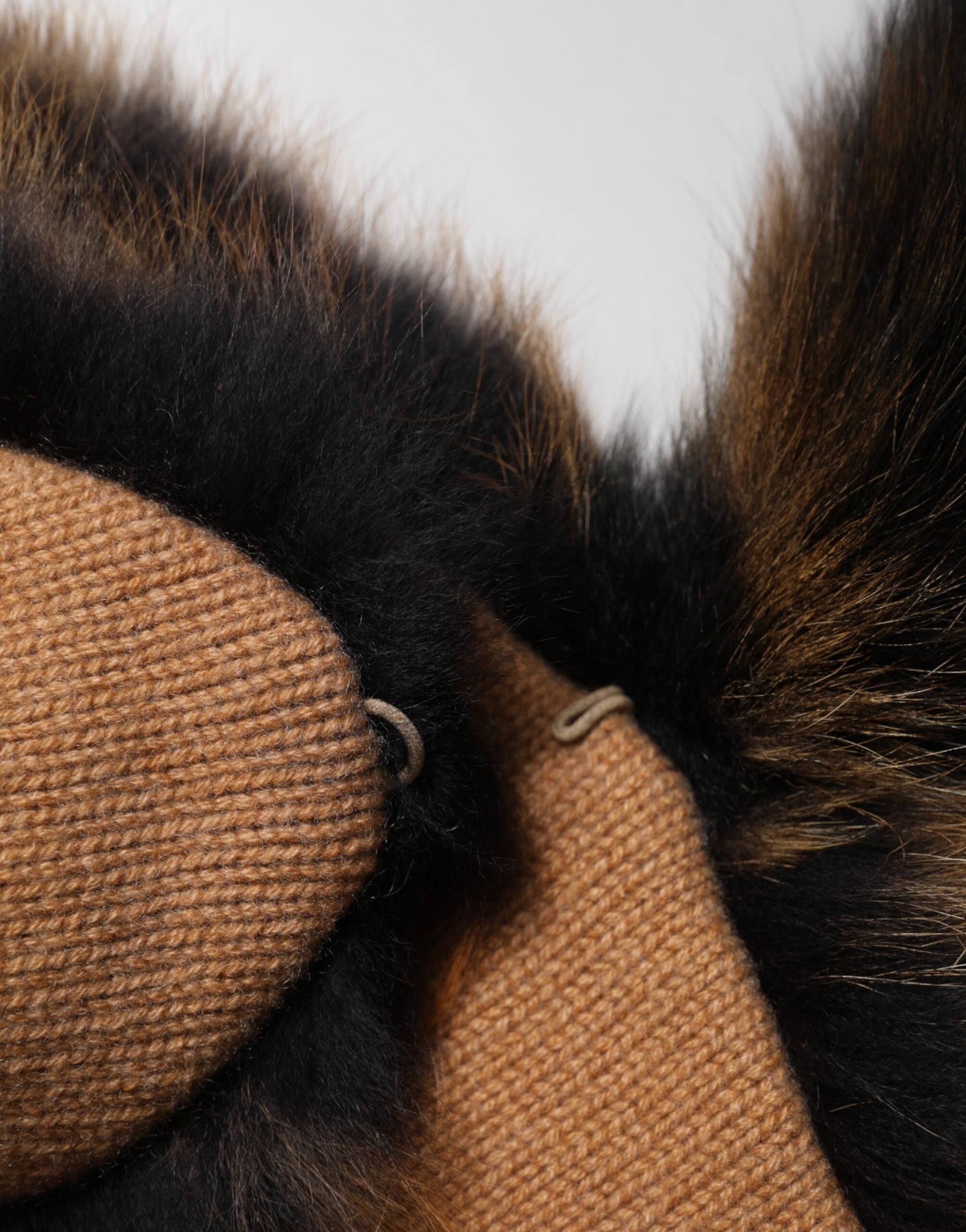 Brown Red Fox Fur Neck Cashmere Warmer Scarf