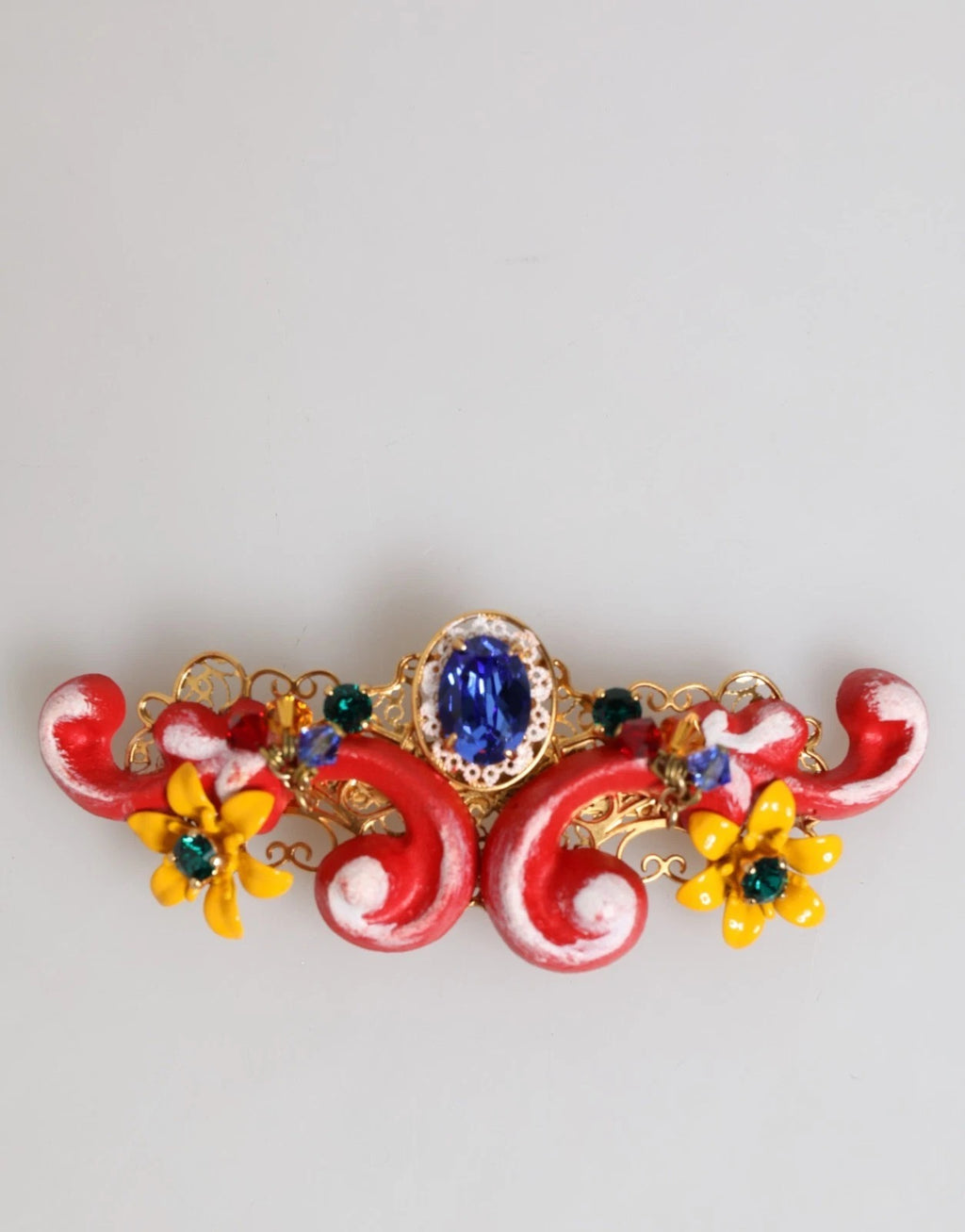 Multicolor Spring CARRETTO Gold Brass Crystal Hair Clip