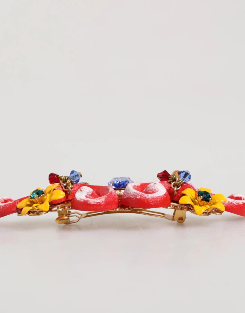 Multicolor Spring CARRETTO Gold Brass Crystal Hair Clip