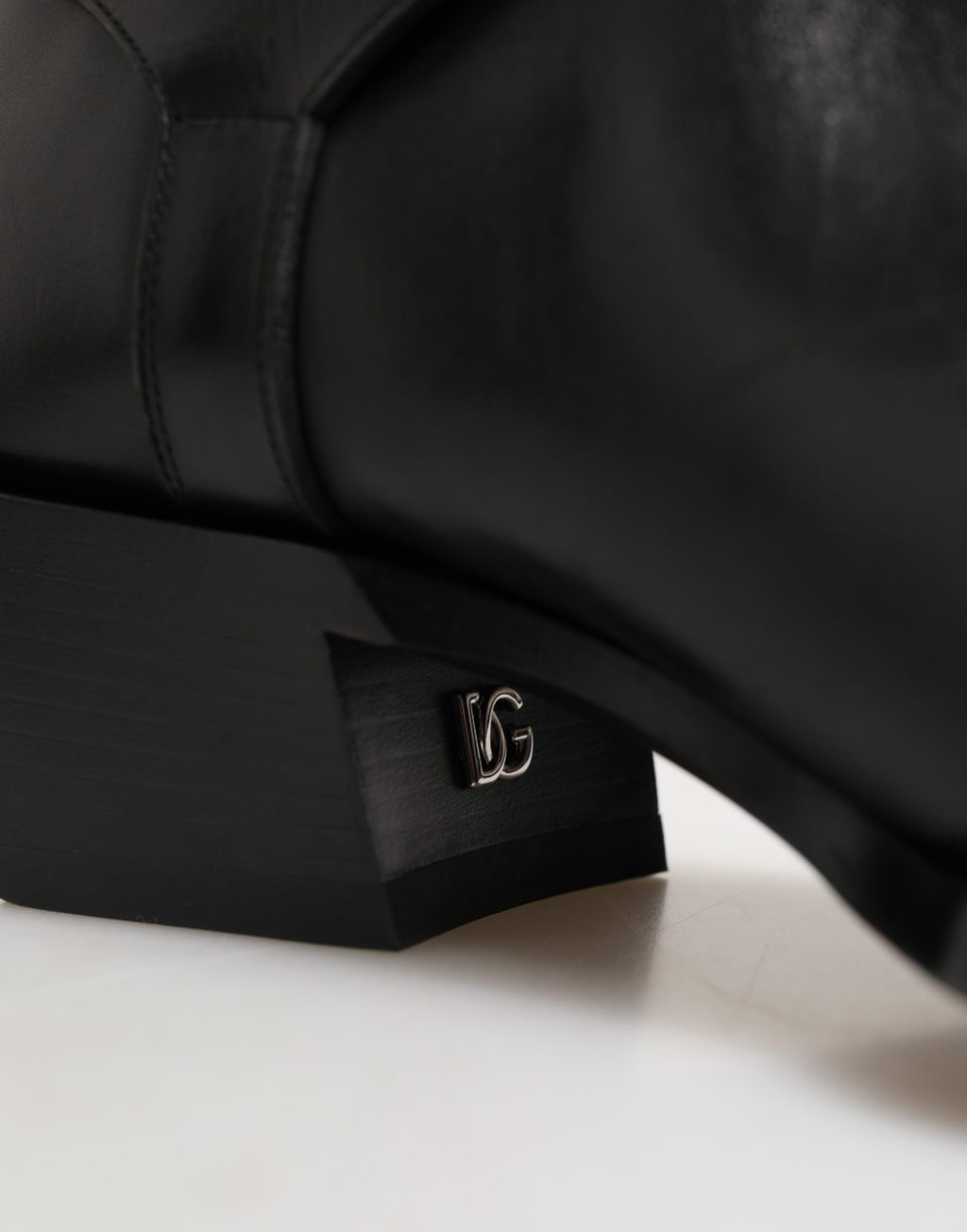 Black Logo Plaque Over The Calf Boot Shoes