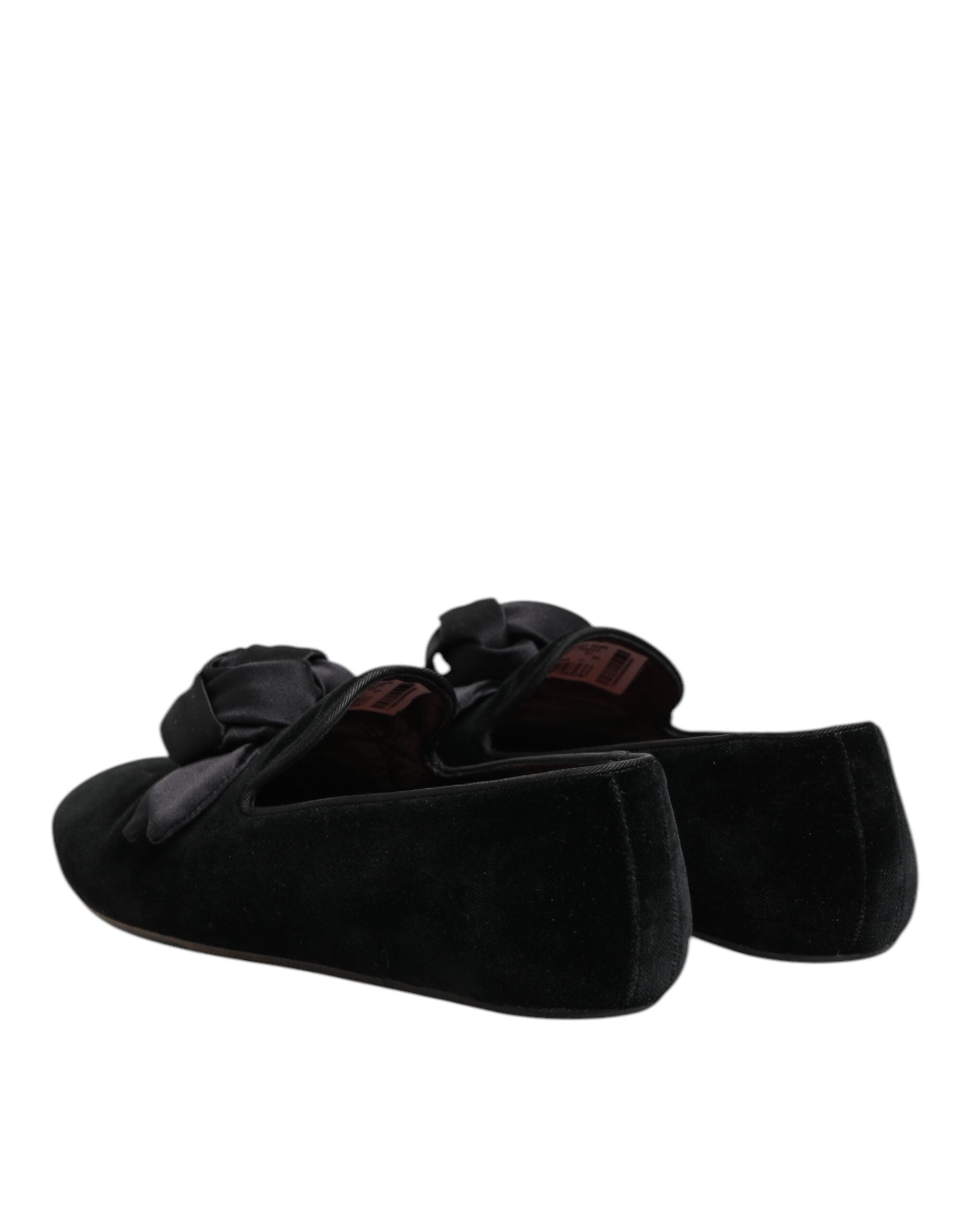 Black Suede Cotton Rose Slip On Loafers Shoes