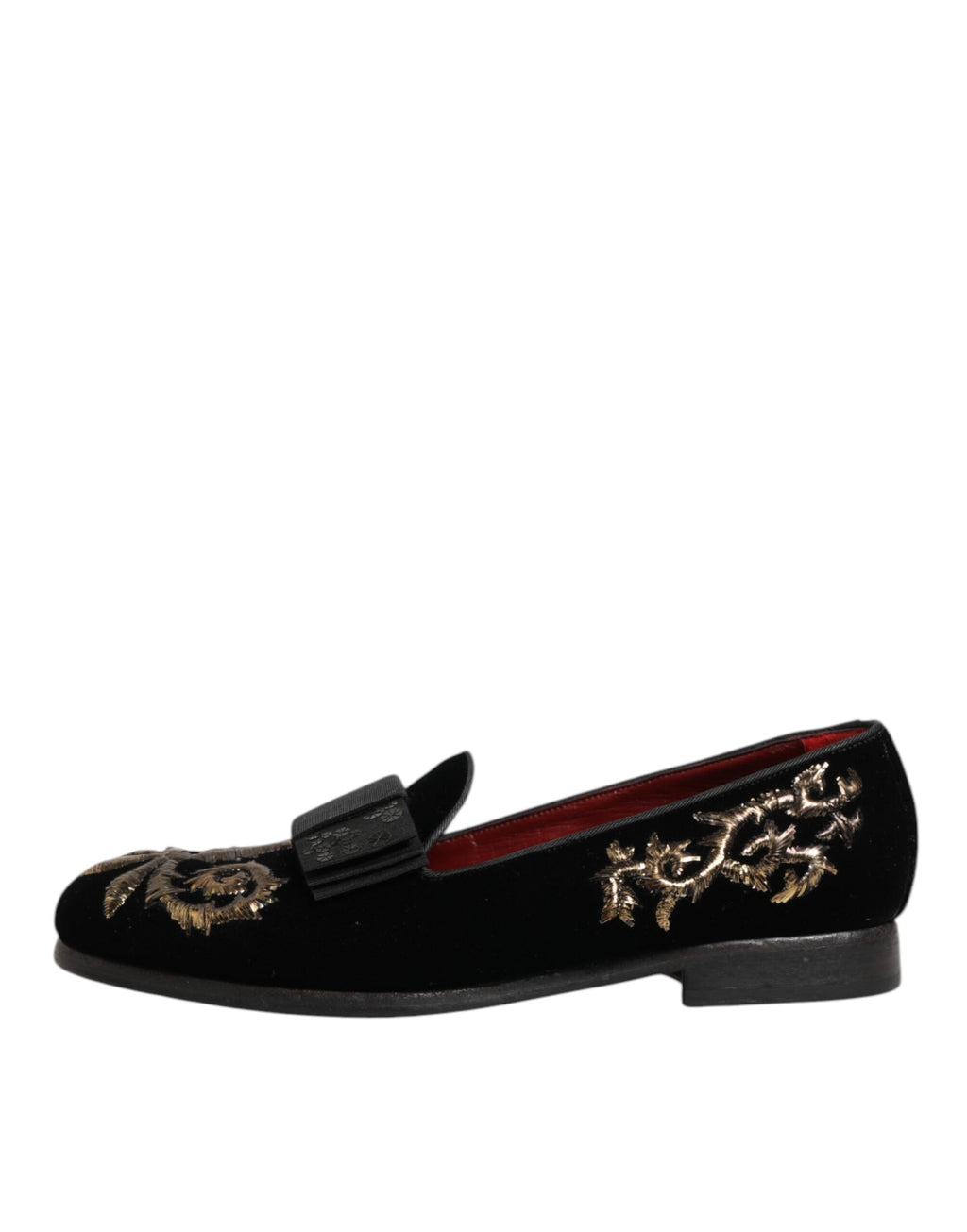 Black Velvet Embroidery Formal Loafers Shoes