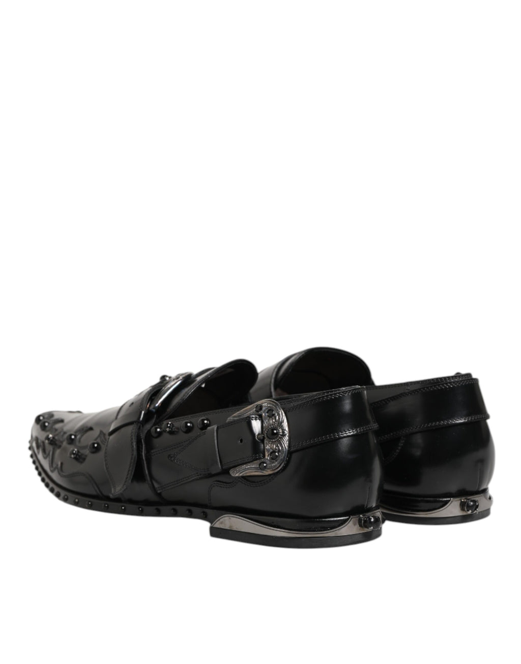 Black Embellished Dress Monk Strap Shoes