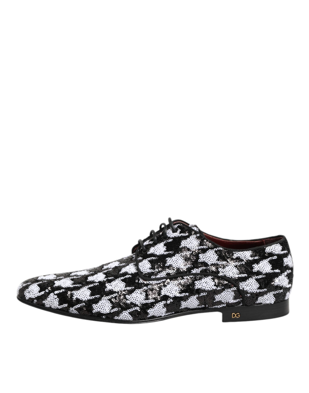 Dress Black White Sequined Lace Up Derby Shoes