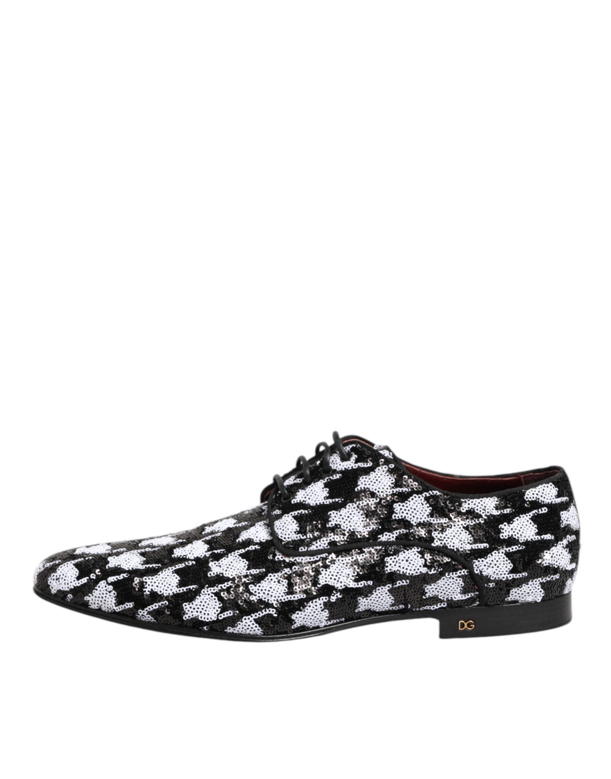 Dress Black White Sequined Lace Up Derby Shoes